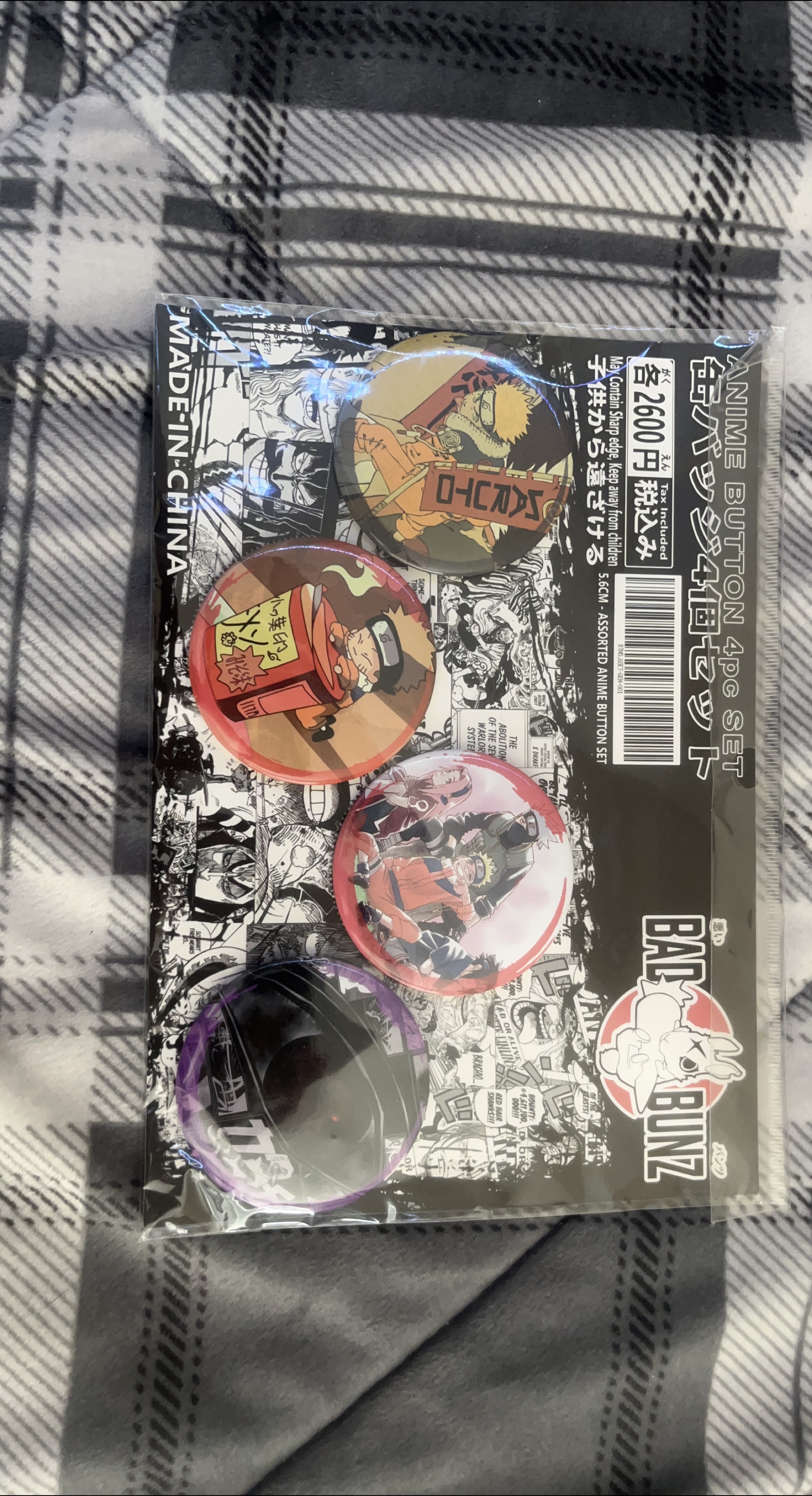 Anime Button 4pc Set - Bad Bunz