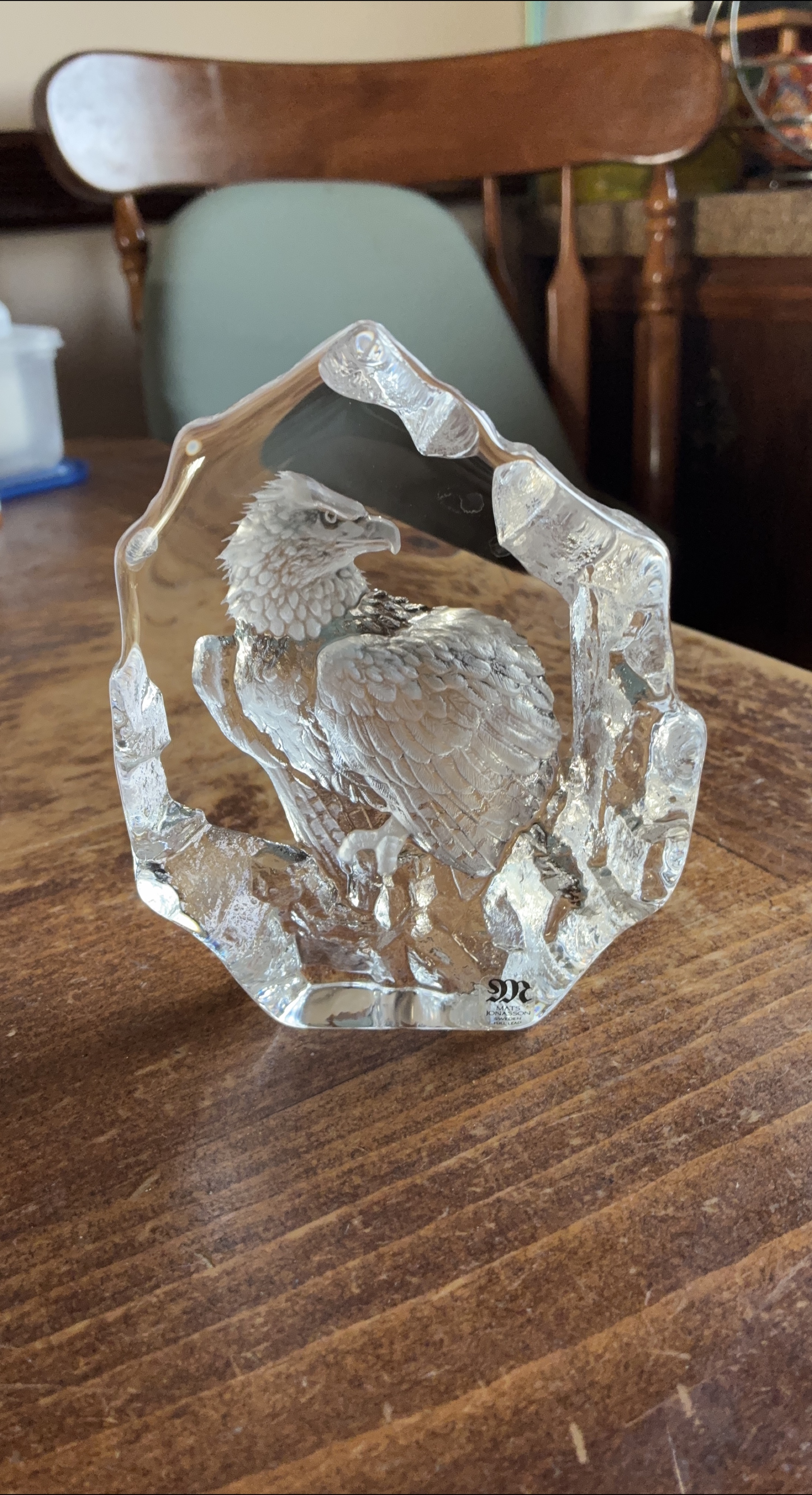 Mats Jonasson Swedish Glass Eagle Sculpture thumbnail