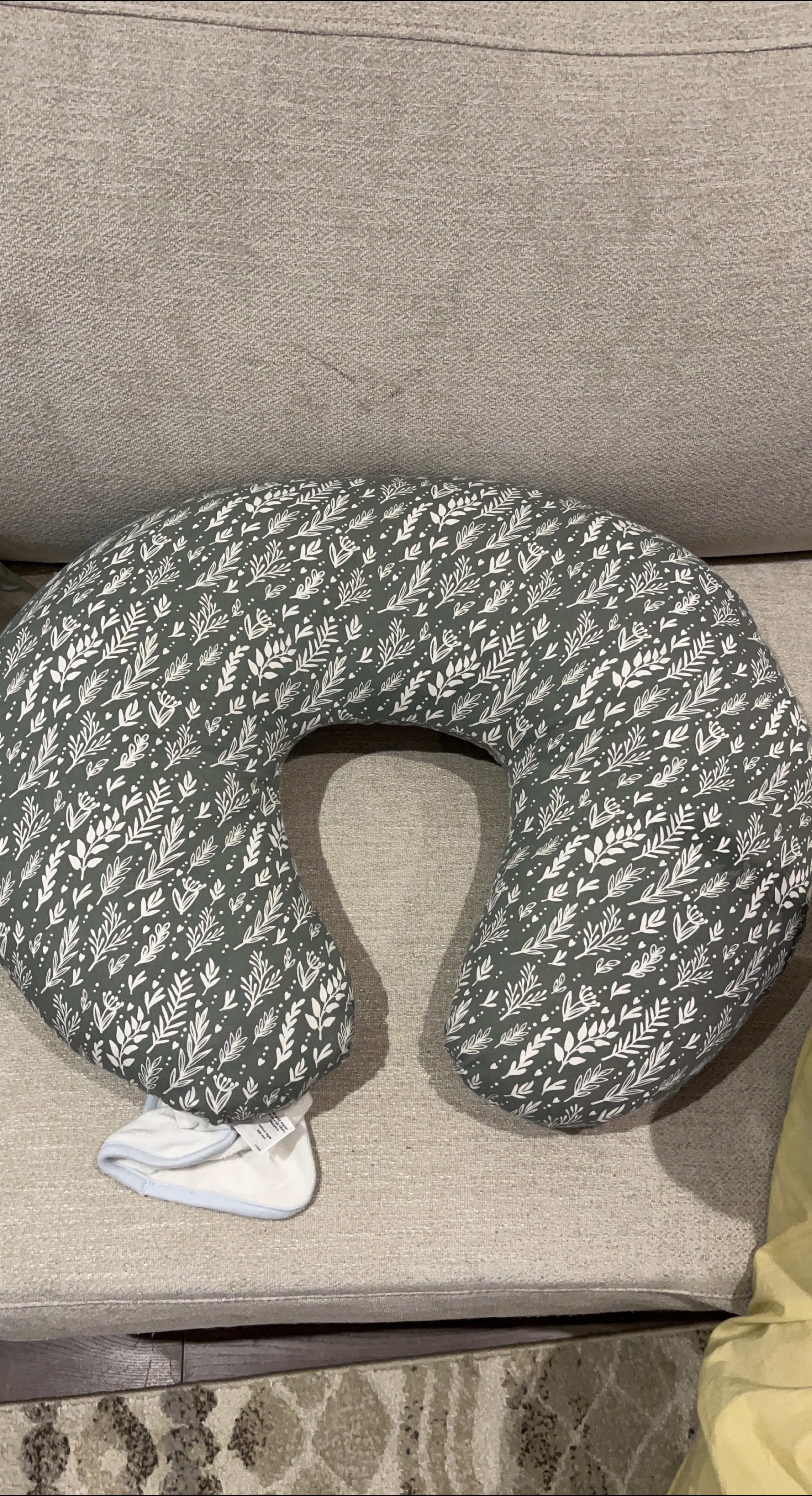 Dr Brown Nursing Pillow - Grey/White Leaf Pattern thumbnail