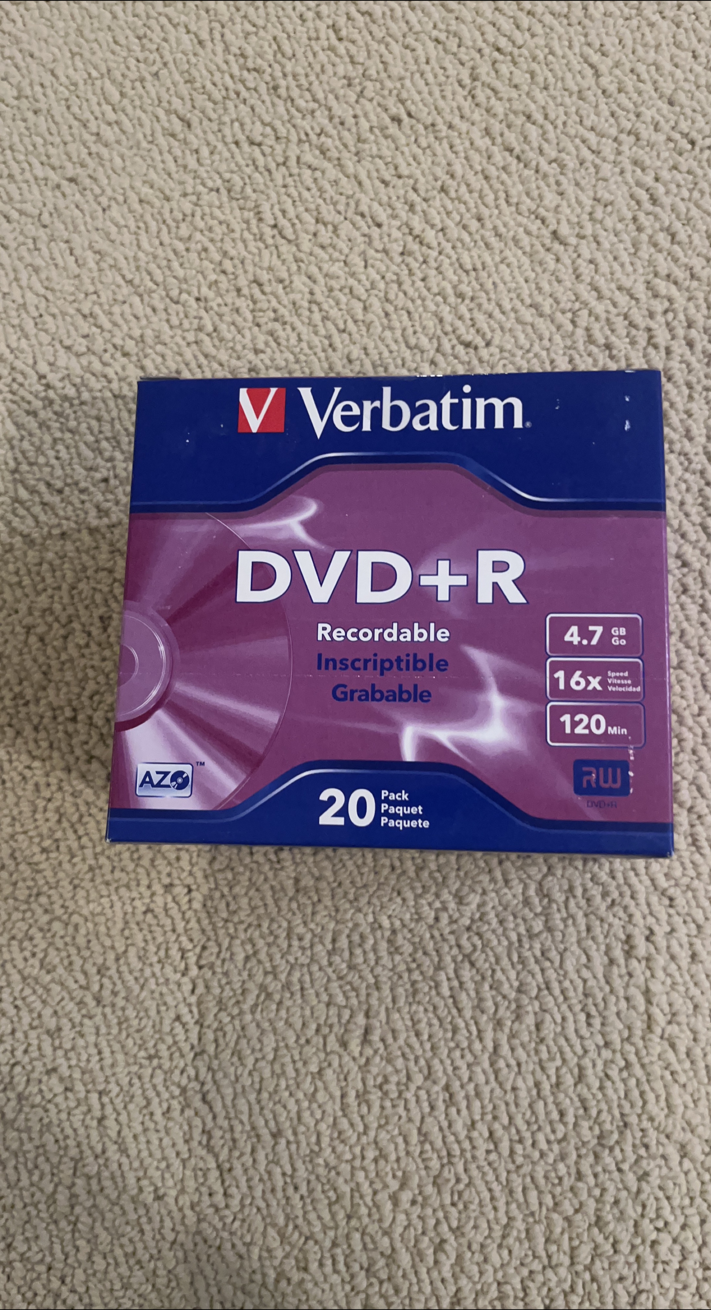 Verbatim DVD+R 4.7GB 20 Pack thumbnail