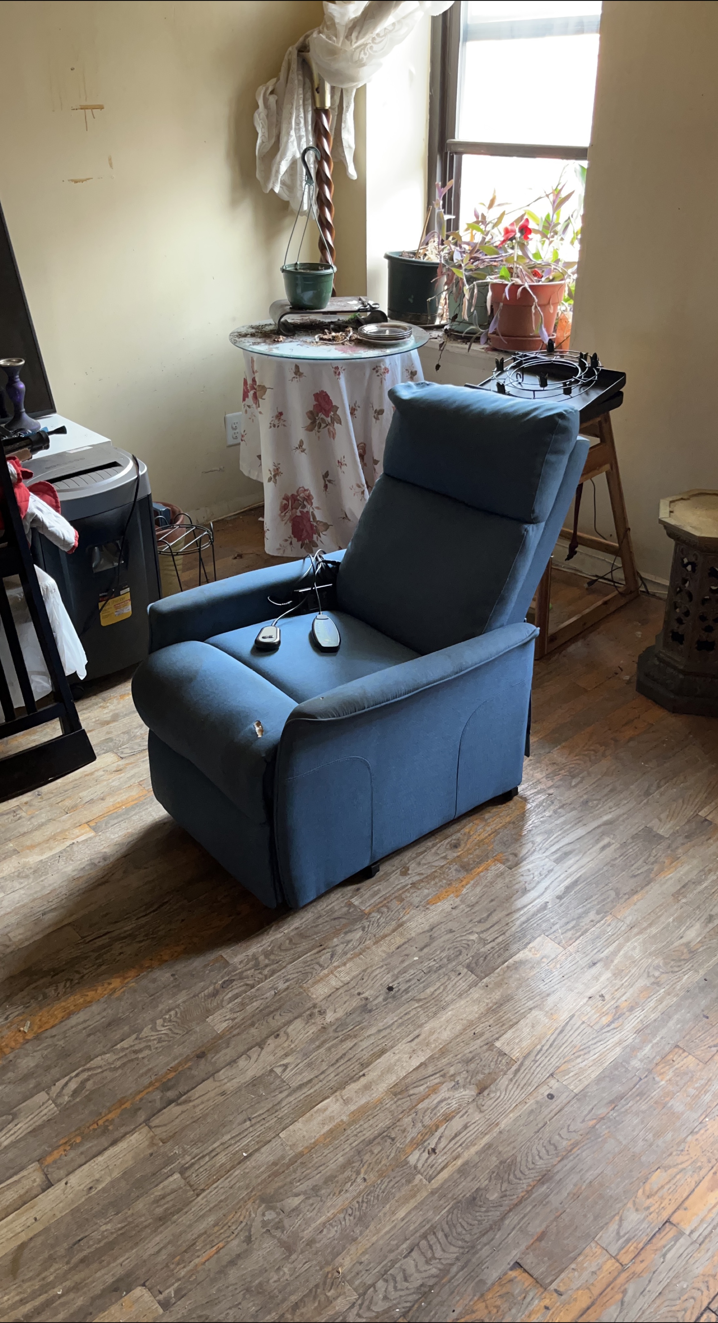 Used Blue Recliner Chair with Power Controls thumbnail