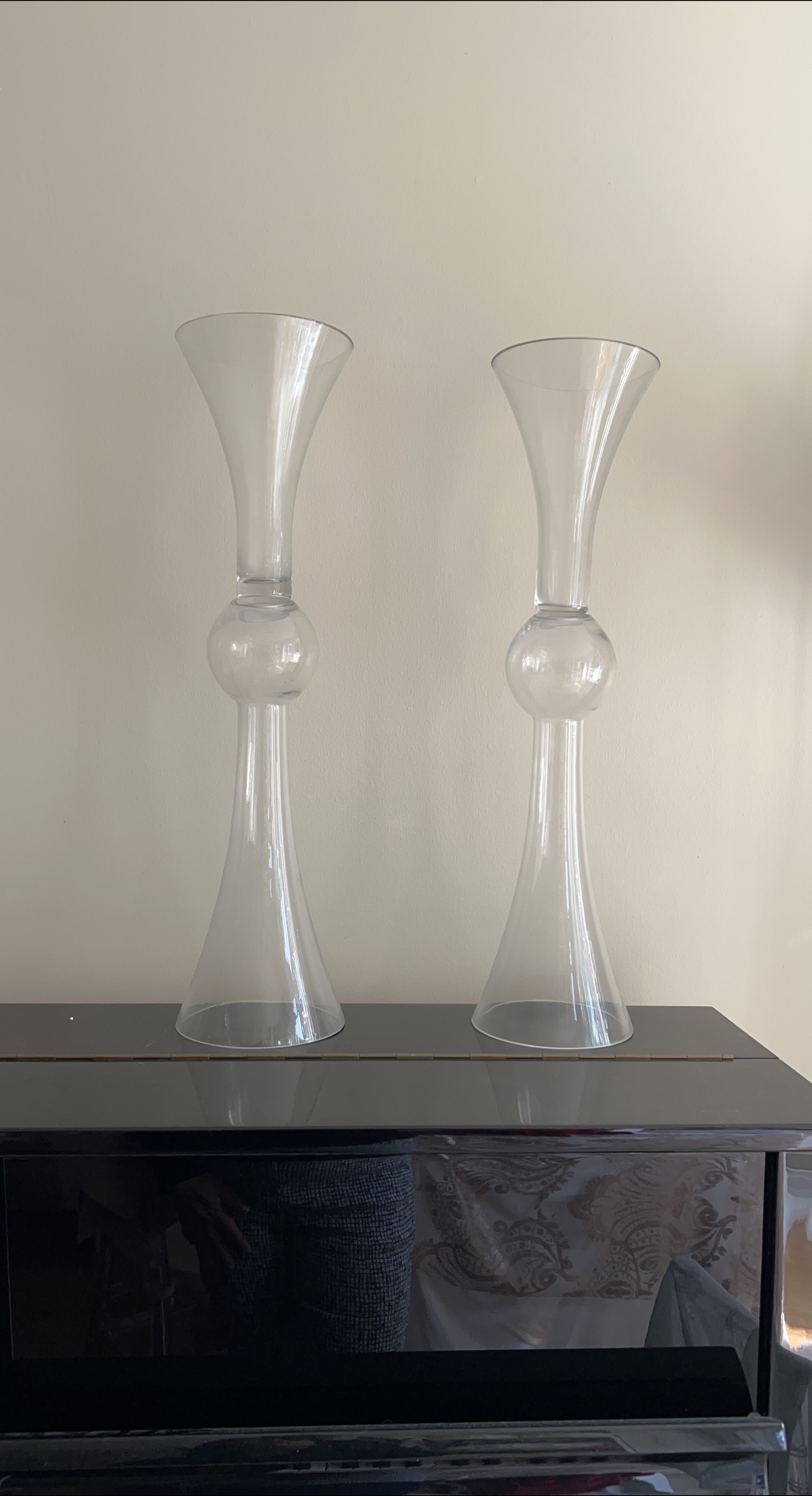Tall Clear Glass Vases - Set of 2 thumbnail