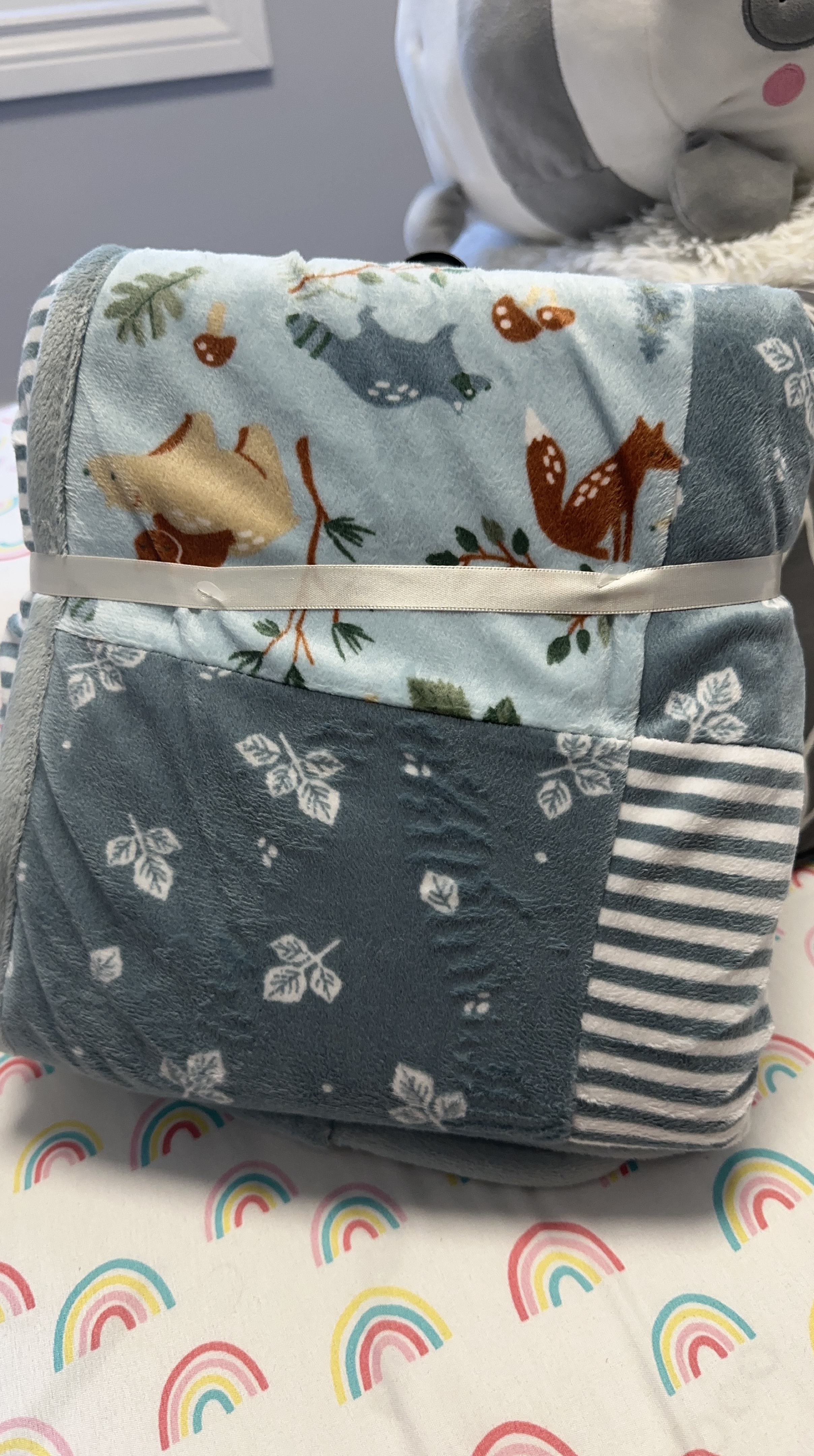 Baby Blanket with Fox and Forest Print thumbnail