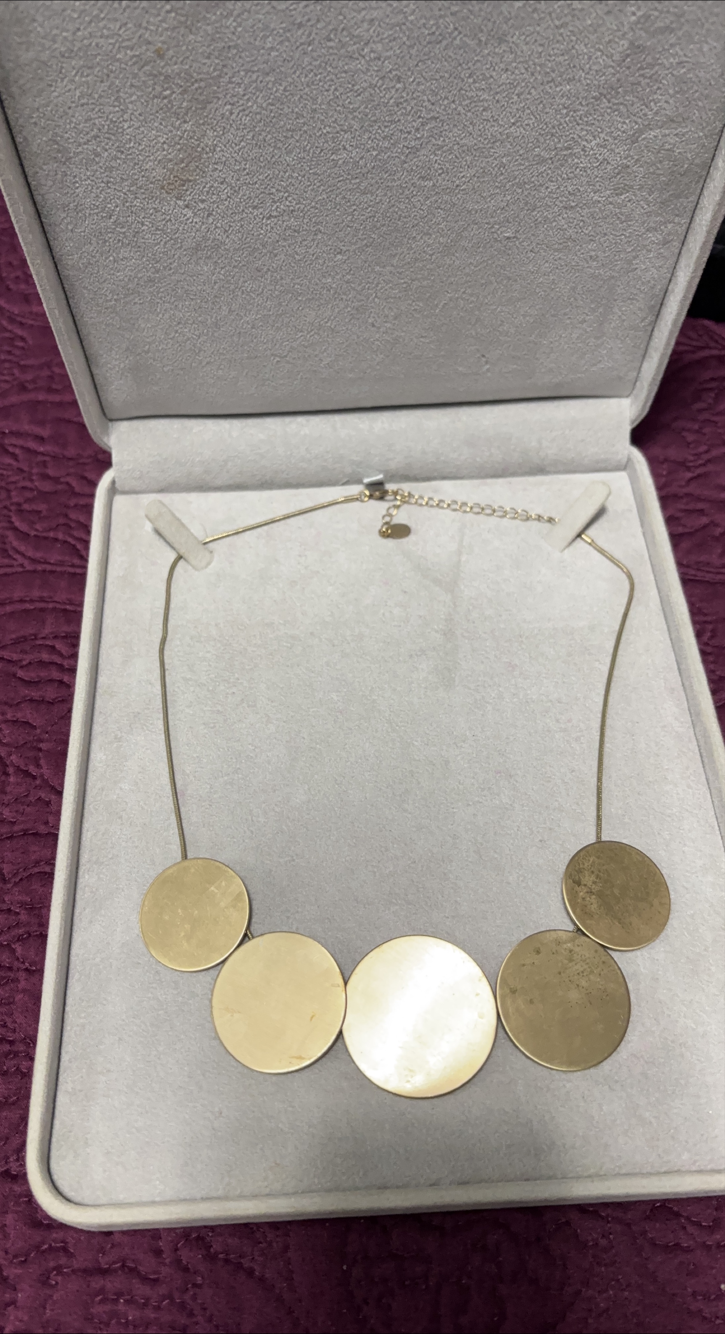 Gold Tone Disc Necklace thumbnail