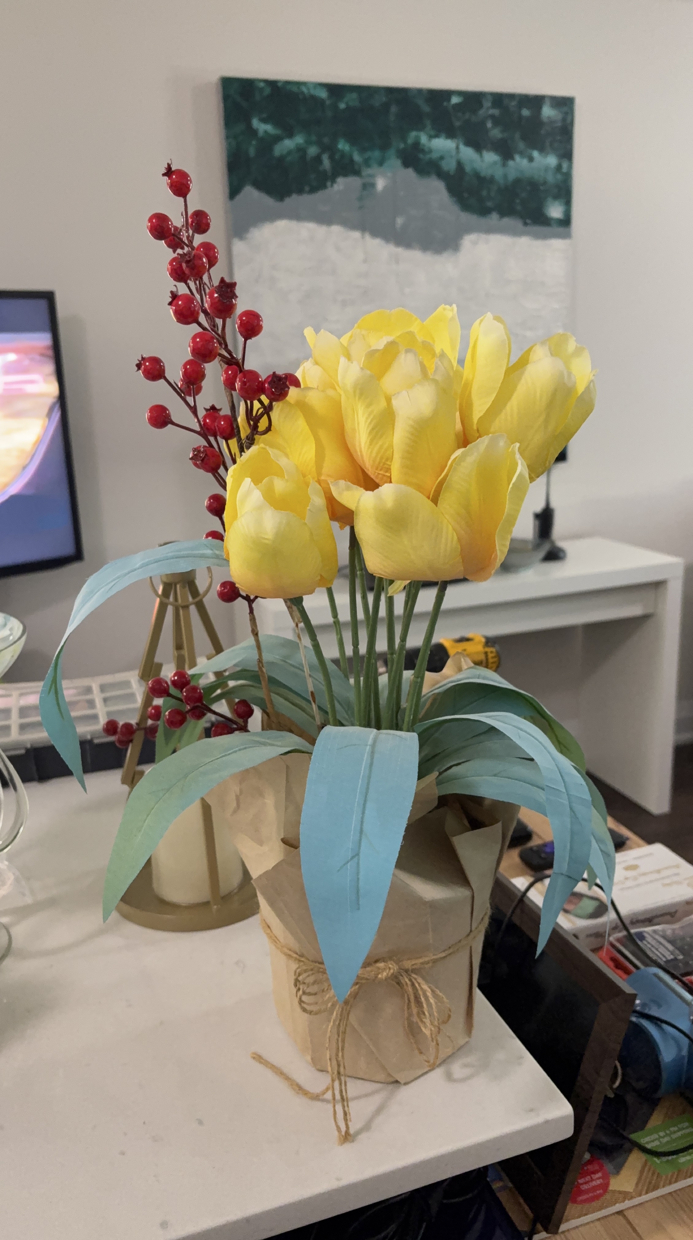 Yellow Tulip Floral Arrangement thumbnail