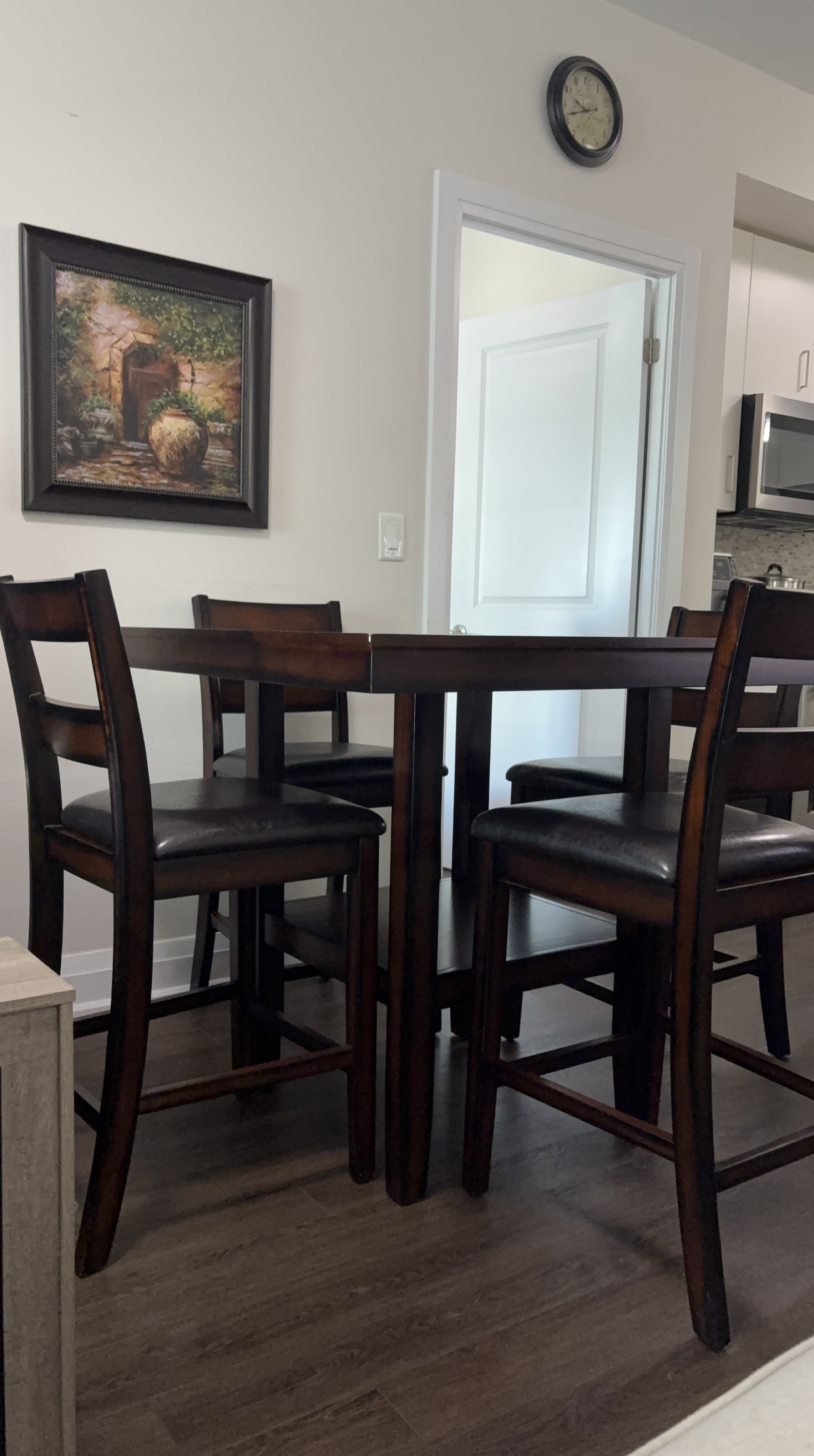 Dark Wood Dining Table with 4 Chairs thumbnail