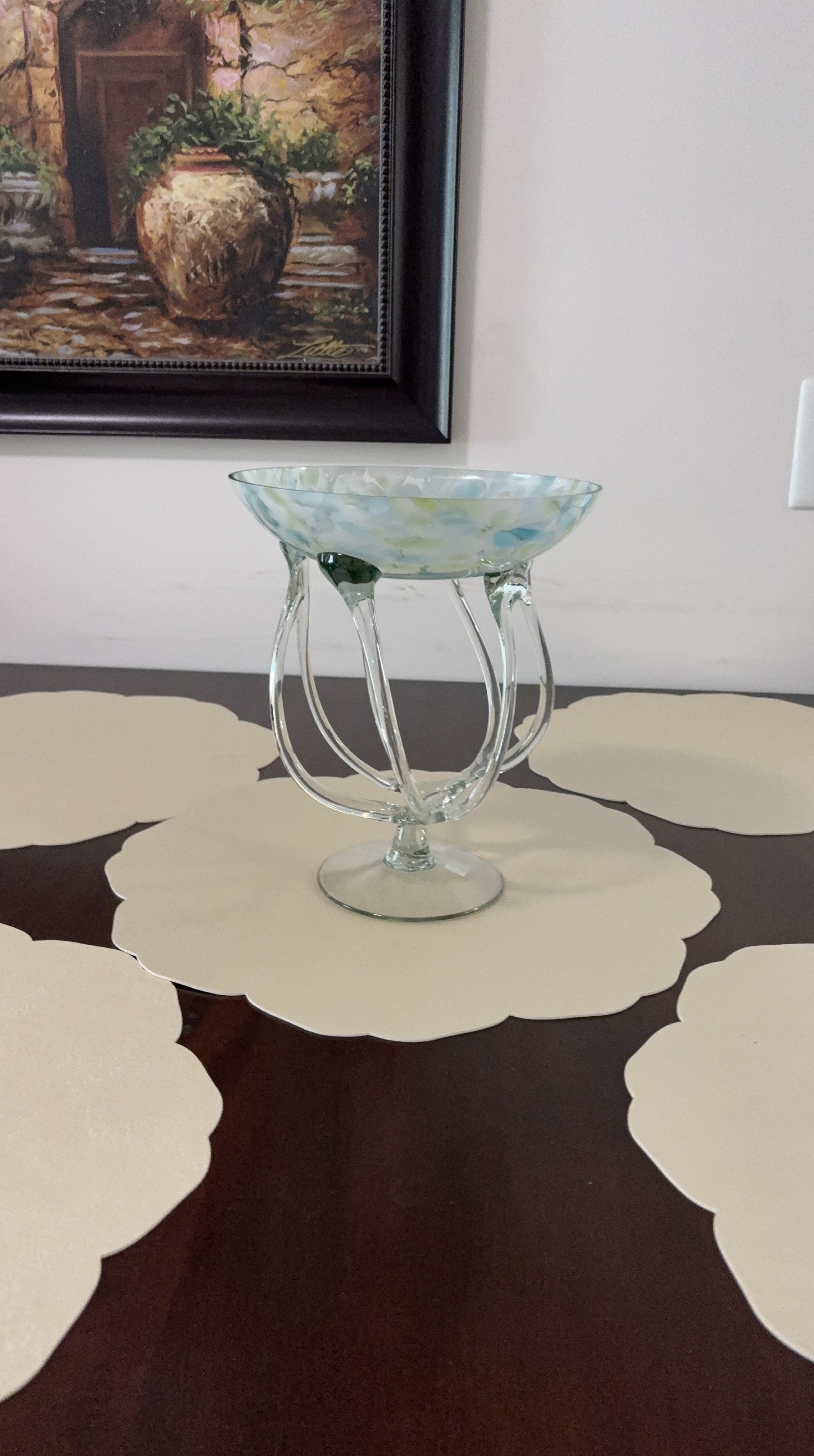 Glass Pedestal Bowl - Decorative Centrepiece thumbnail