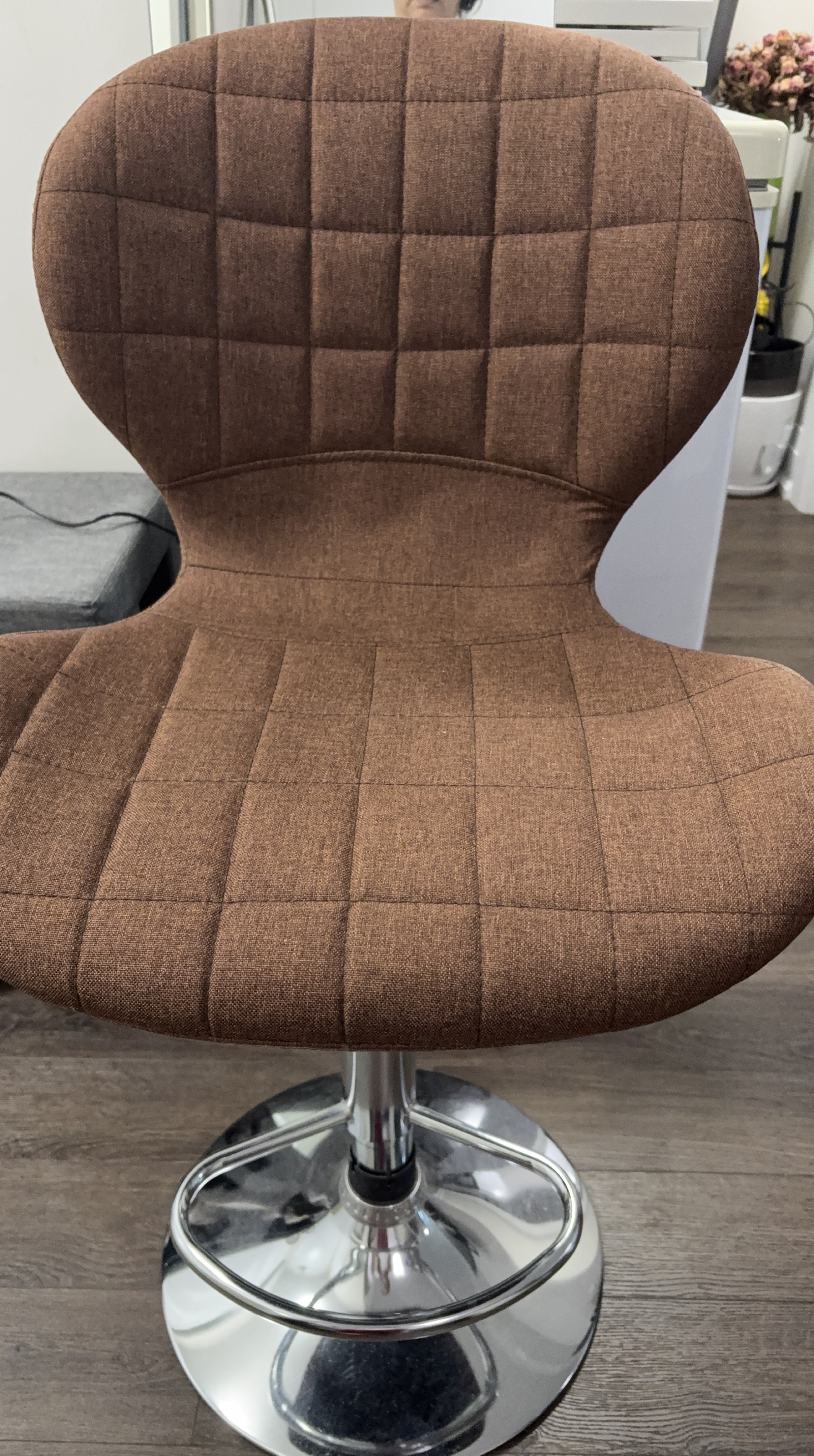 Brown Quilted Swivel Bar Stool thumbnail
