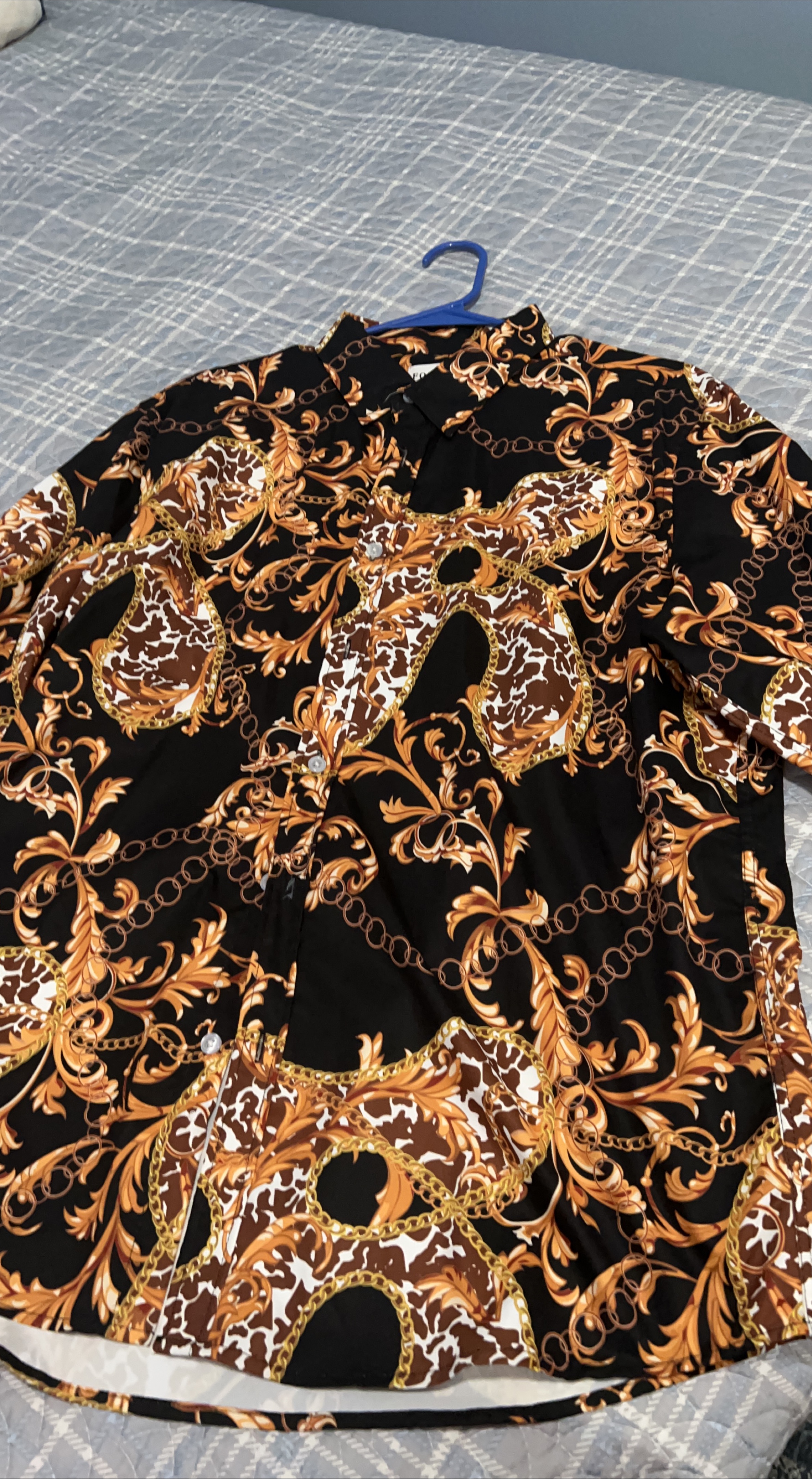 Patterned Button-Down Shirt