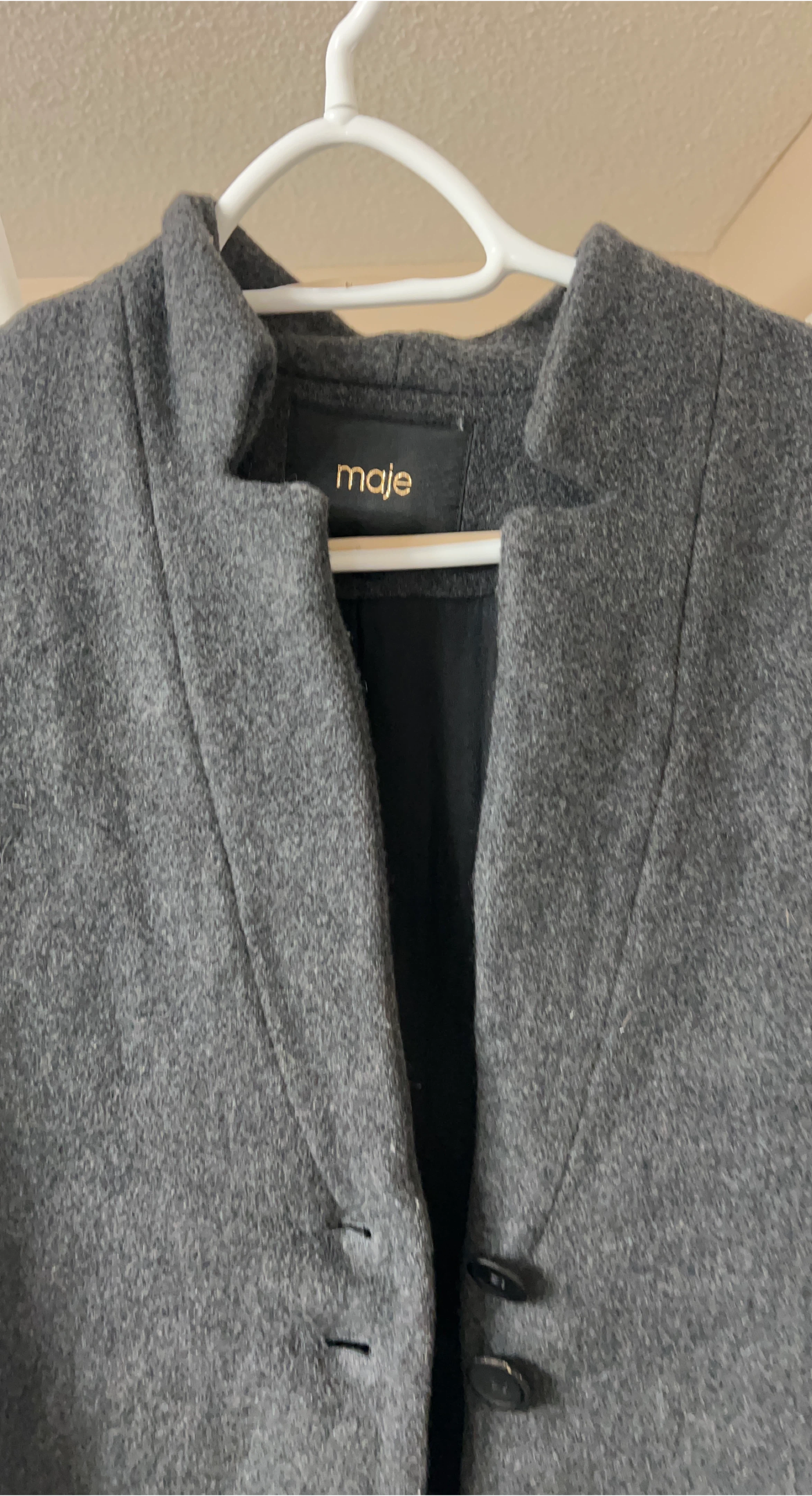 Maje Grey Wool Blend Coat