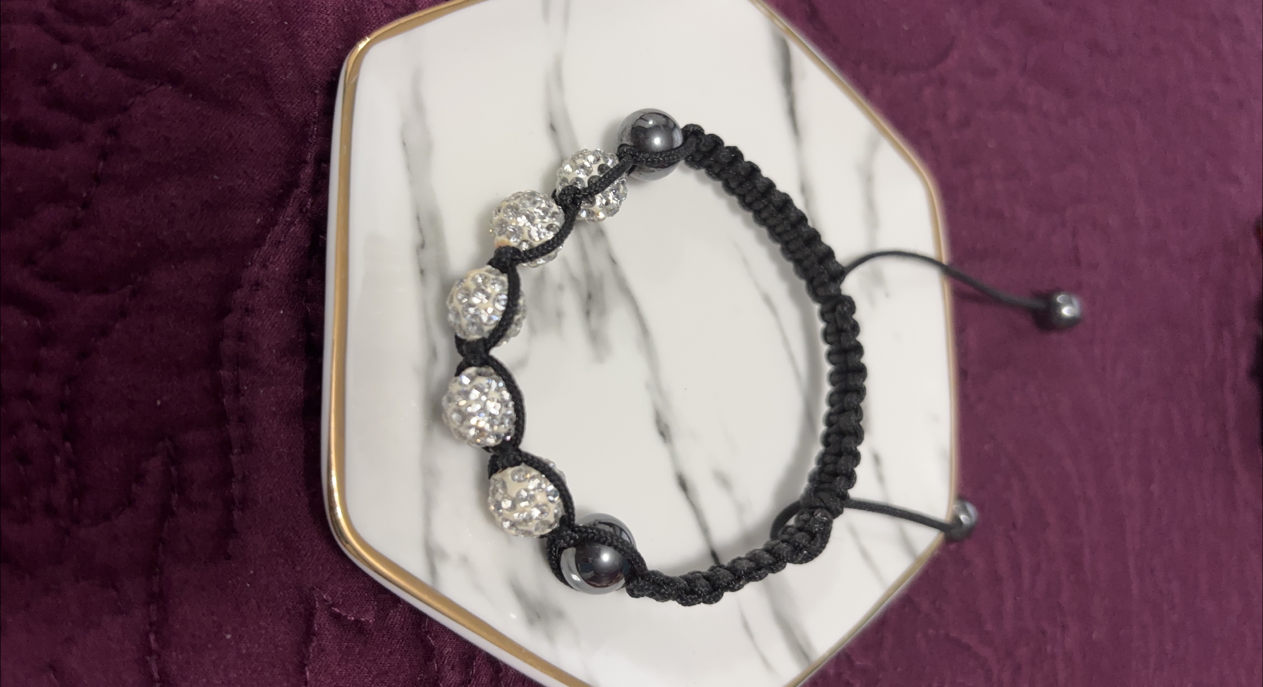 Handmade Black Macrame Bracelet with Crystal Balls thumbnail