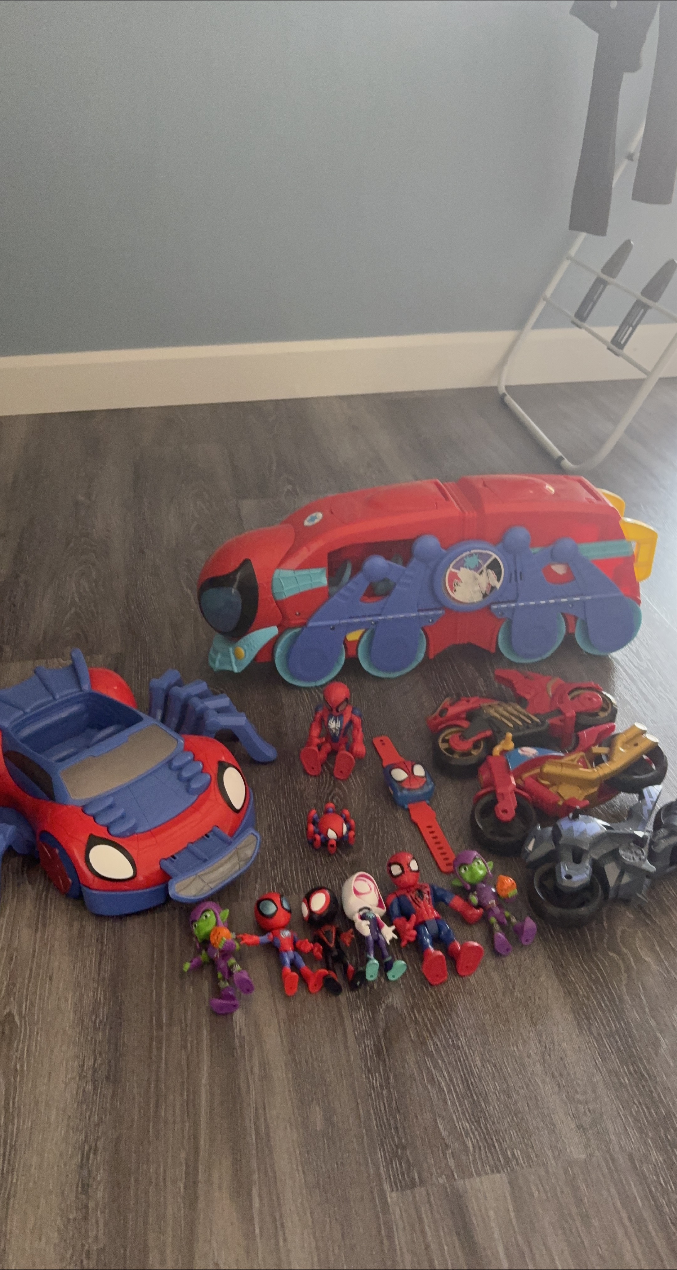 Spiderman Toys Lot - Car, Train, Figures, Motorcycle thumbnail