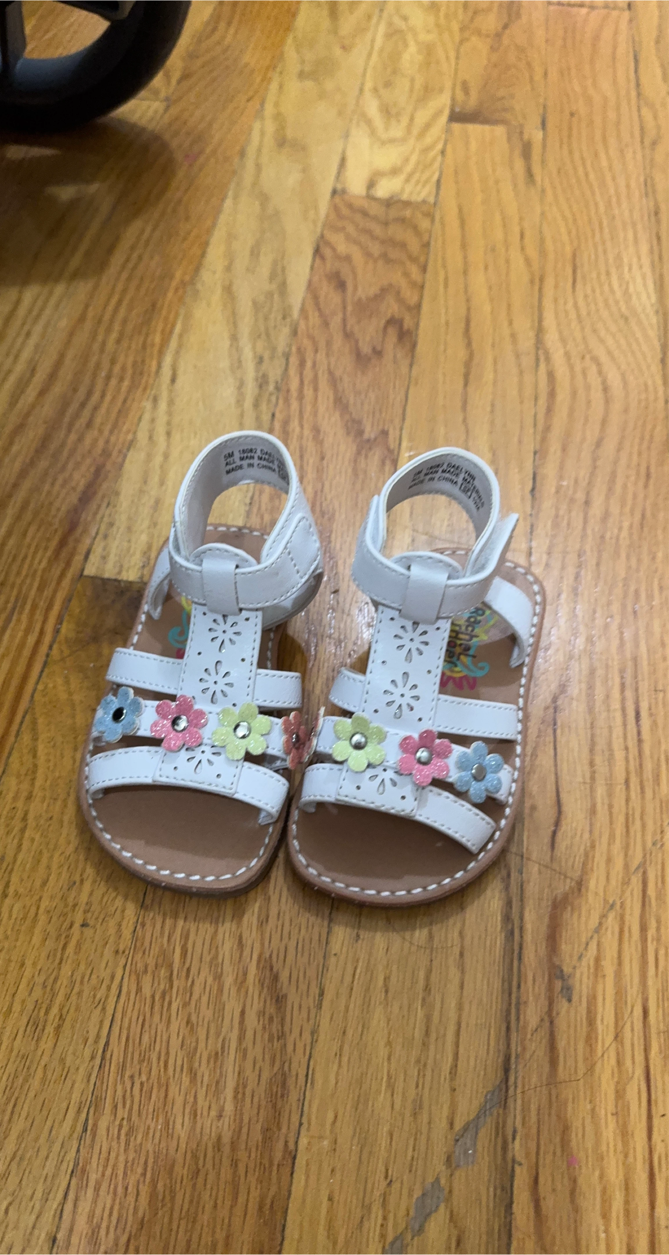 Rachel Shoes White Floral Sandals - Size 6M thumbnail