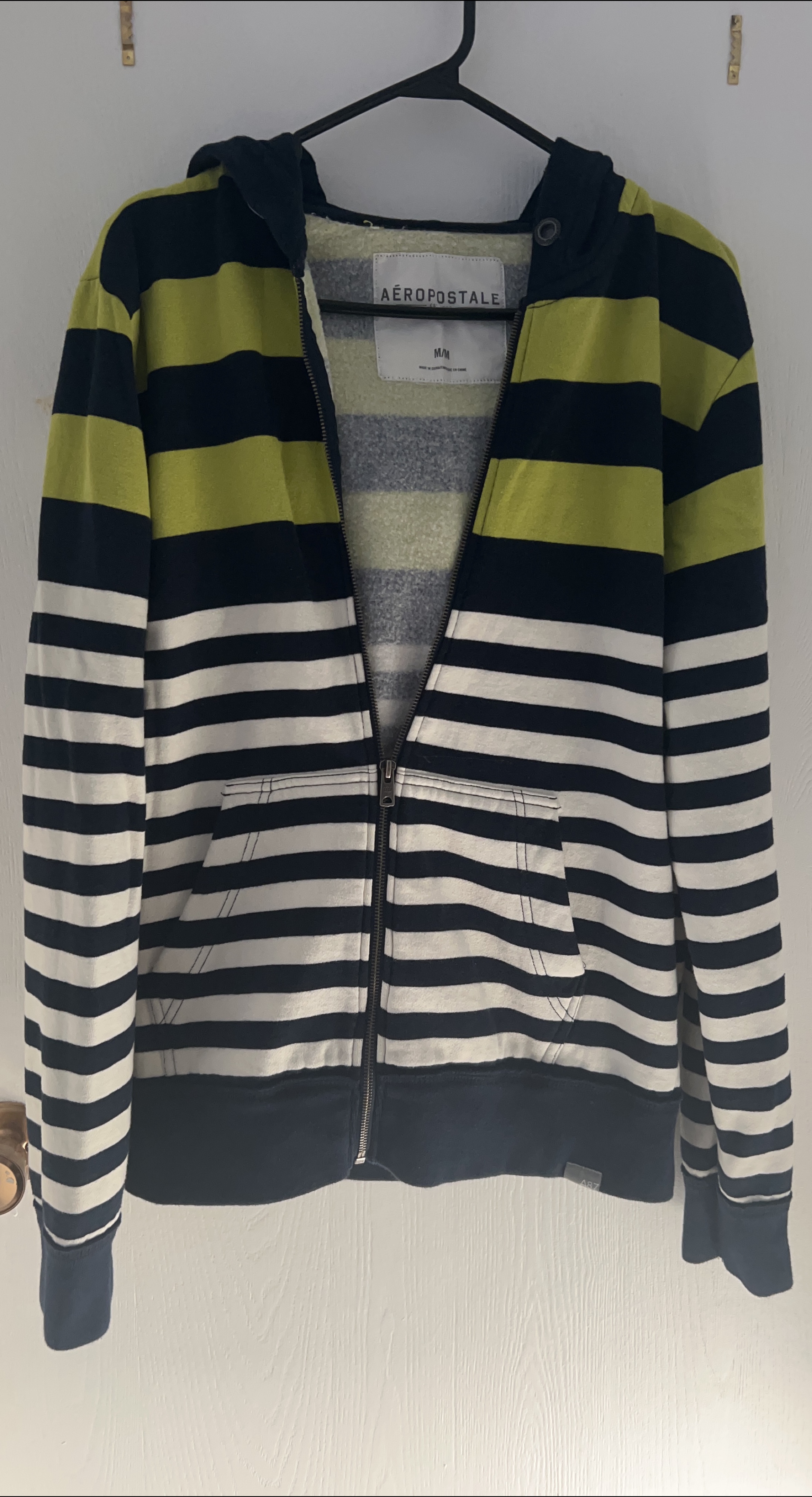 Aeropostale Striped Zip-Up Hoodie - M/M