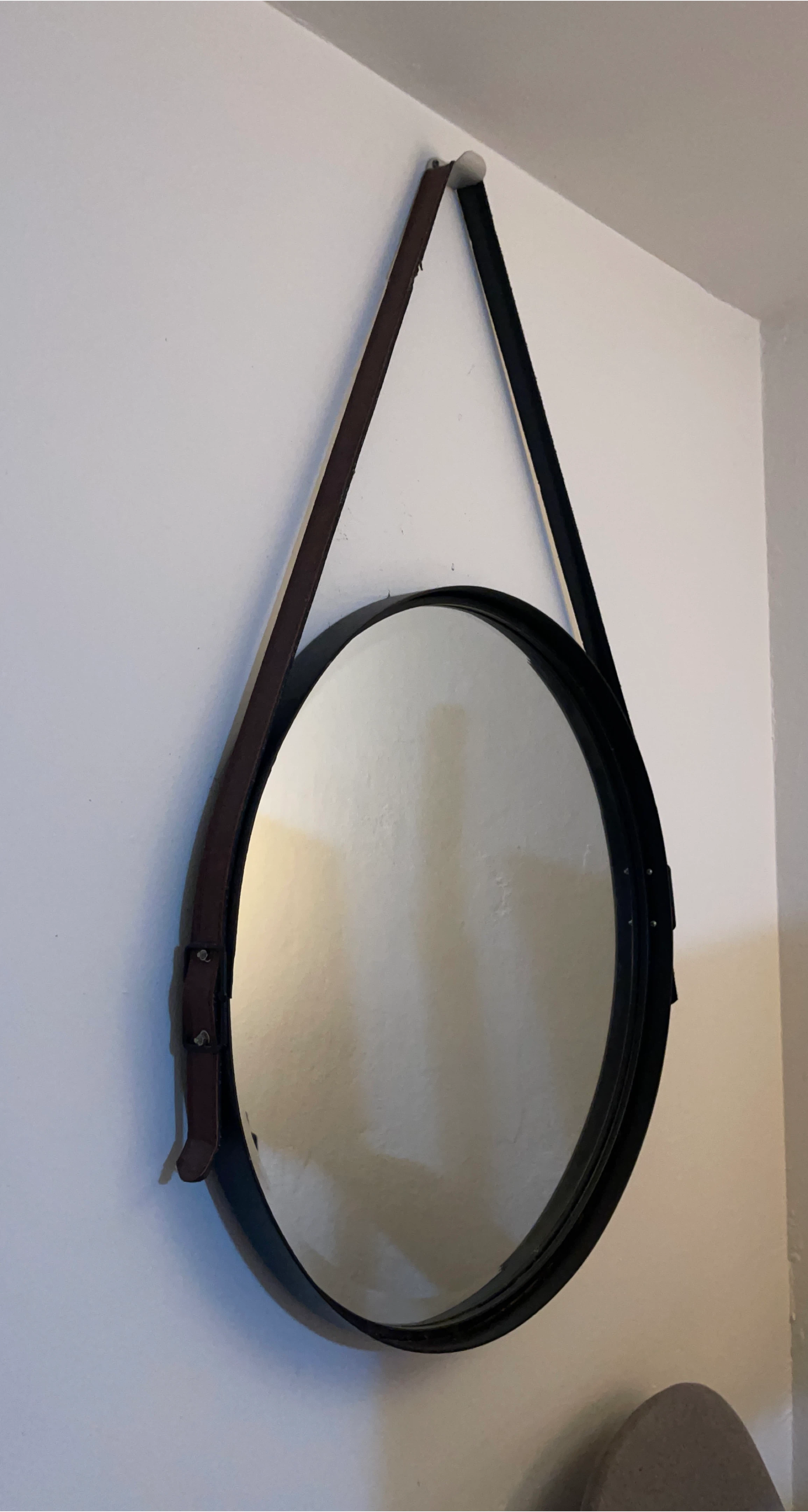 Round Wall Mirror with Leather Strap thumbnail