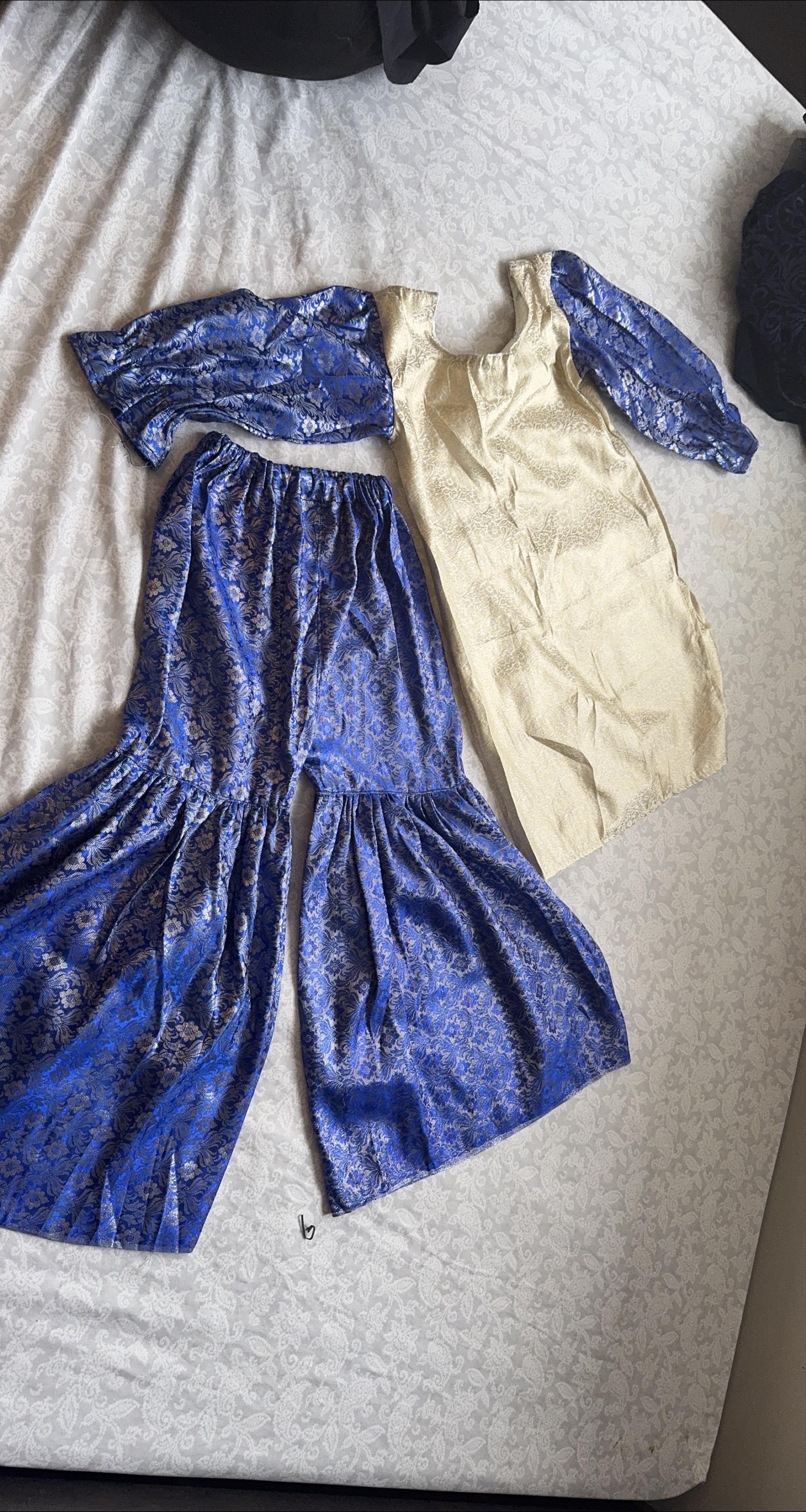 Girls' Salwar Kameez Suit - Blue & Gold thumbnail