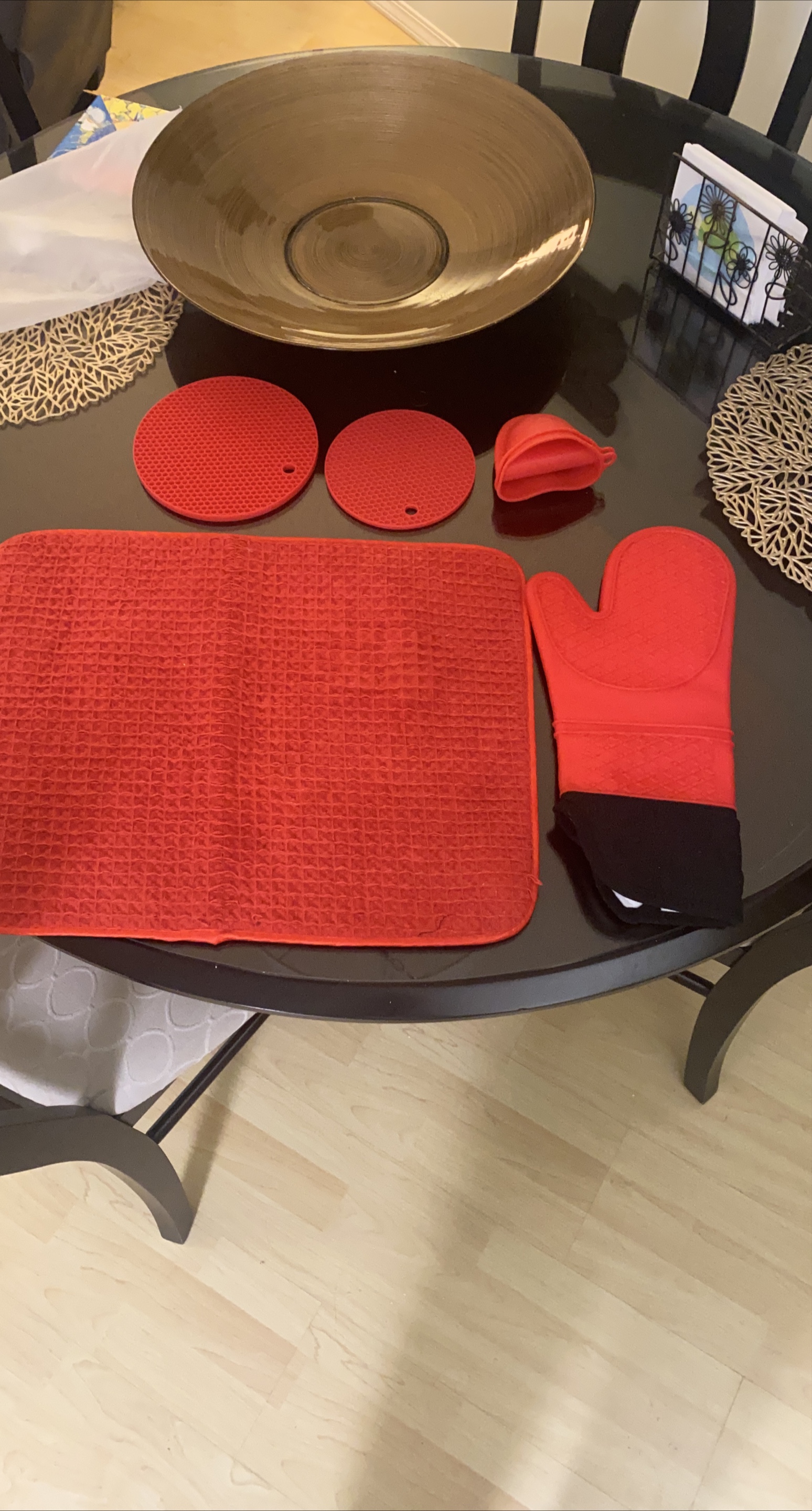 Red Kitchen Set - Oven Mitt, Trivets, and More thumbnail