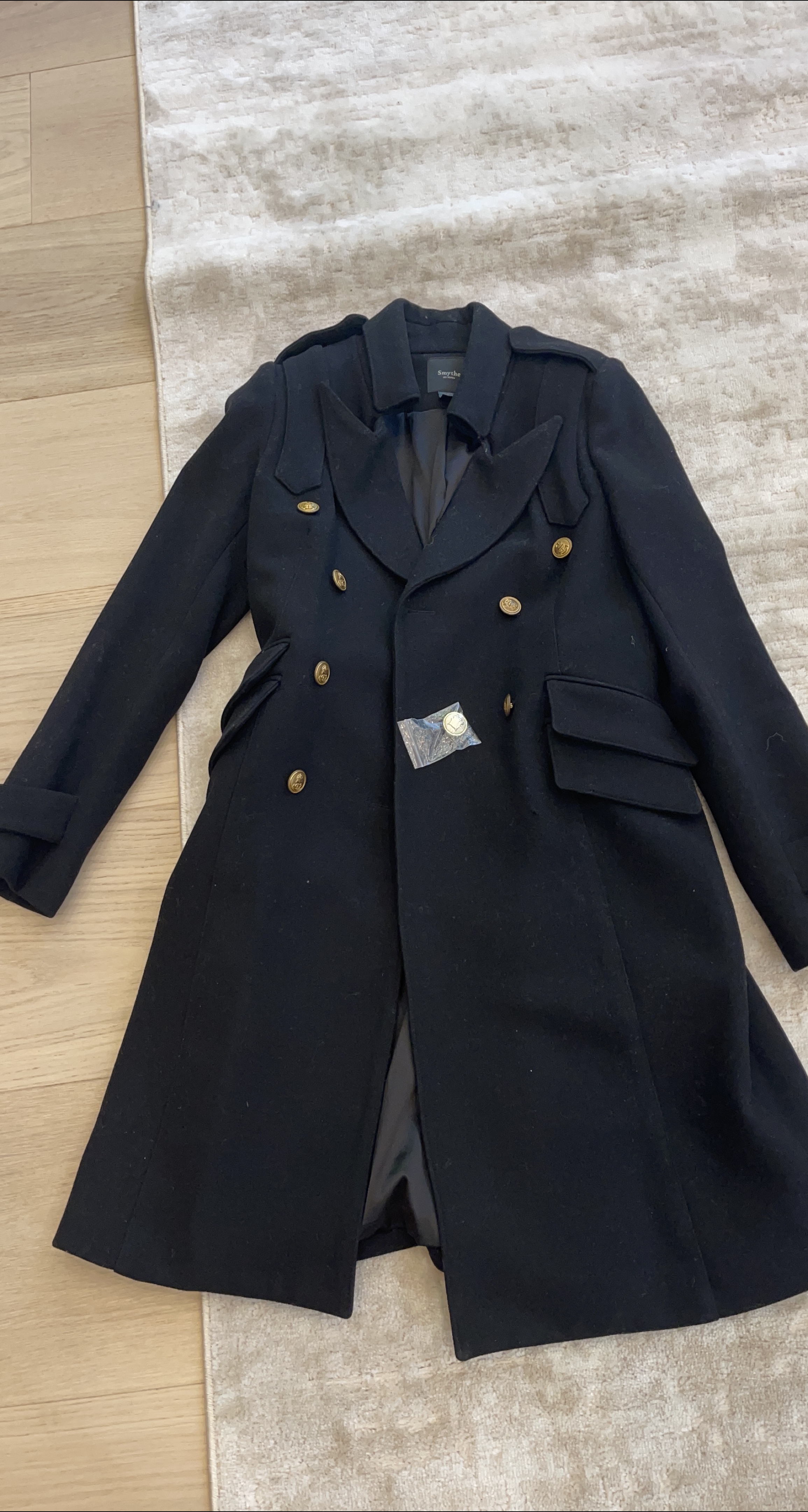 Smythe Black Wool Blend Peacoat thumbnail