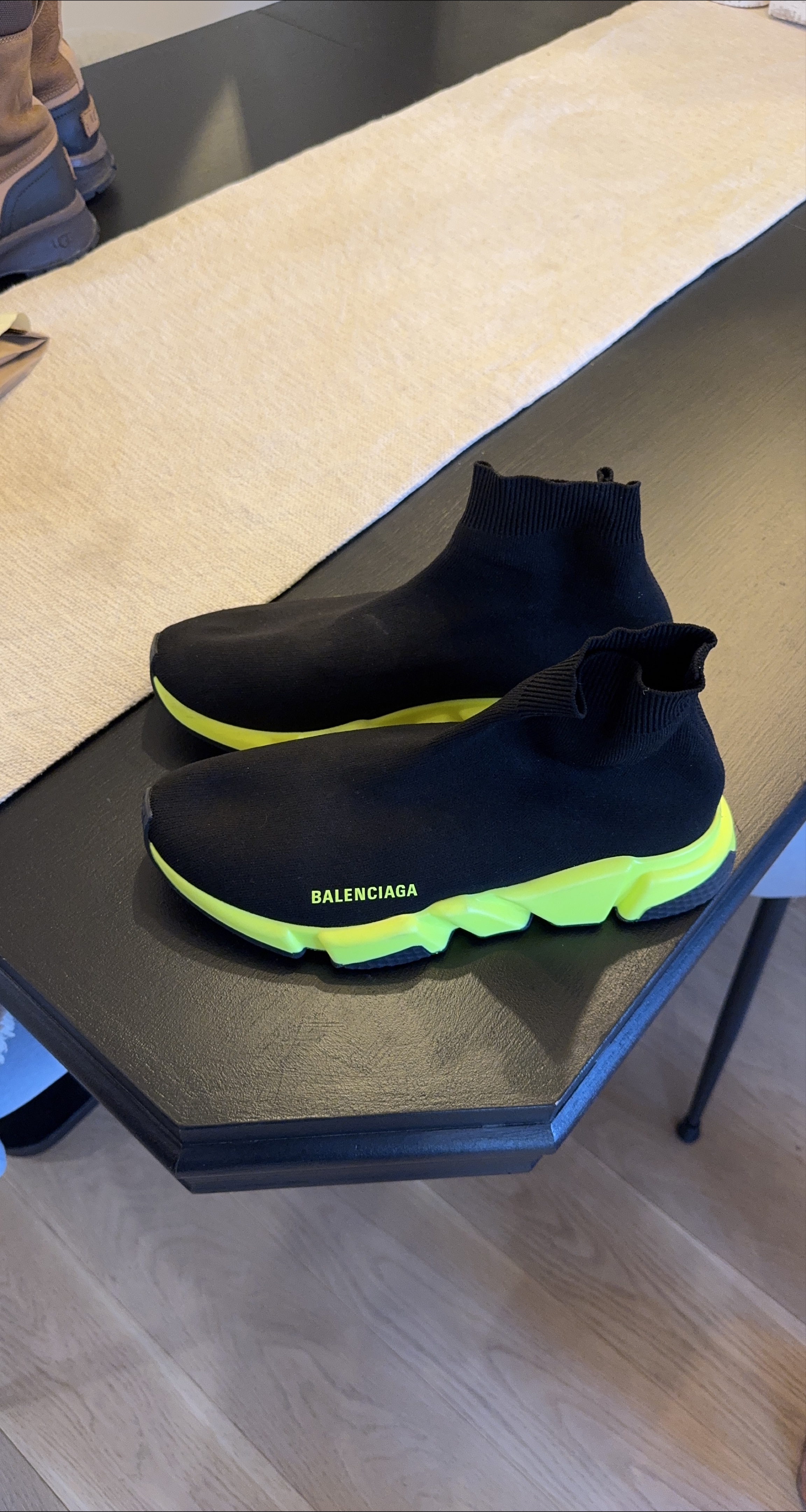 Balenciaga Speed 2.0 Knit Sneakers - Black/Yellow, US 9 thumbnail