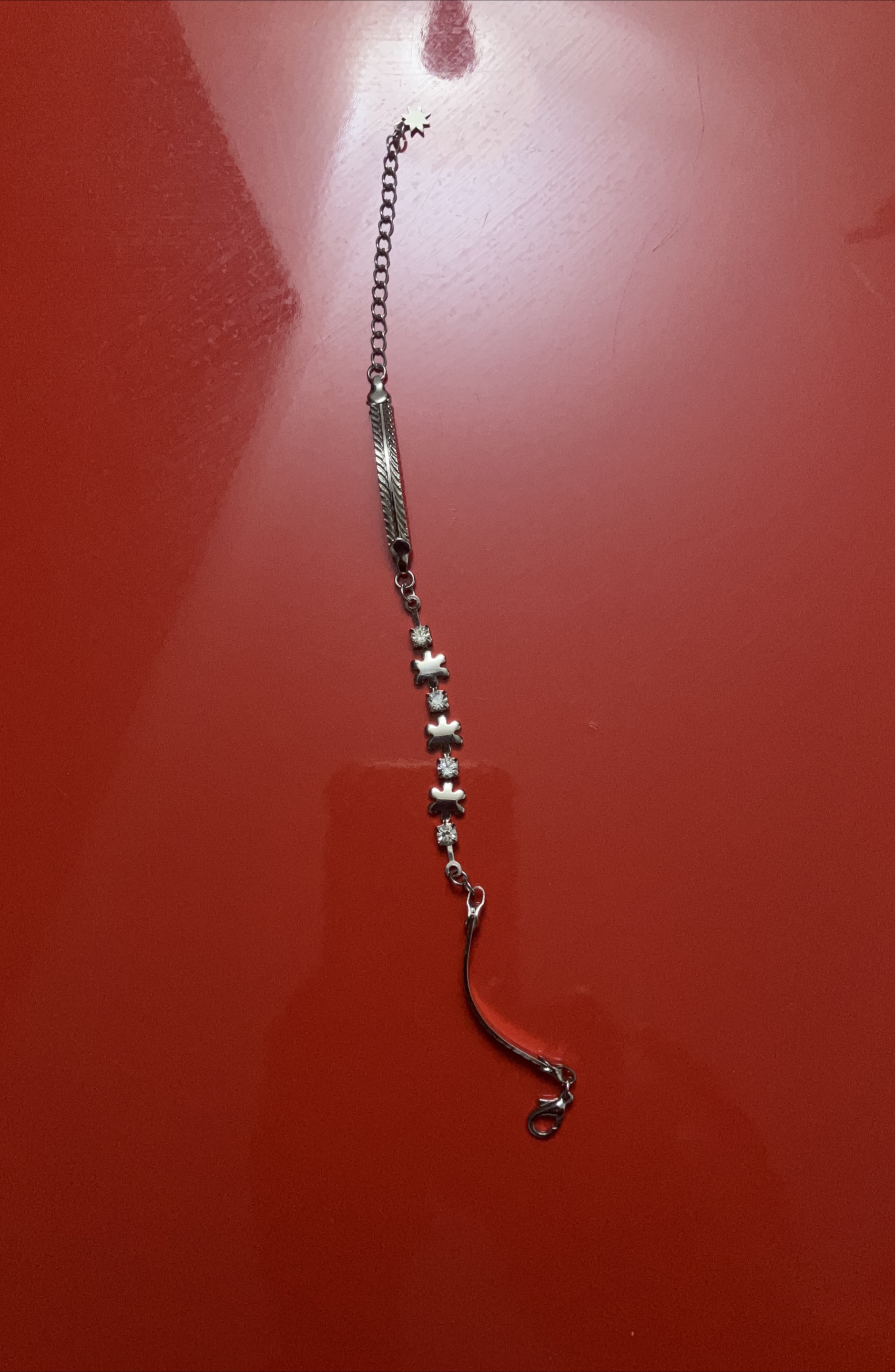 Silver Bracelet with Star and Rhinestone Details
