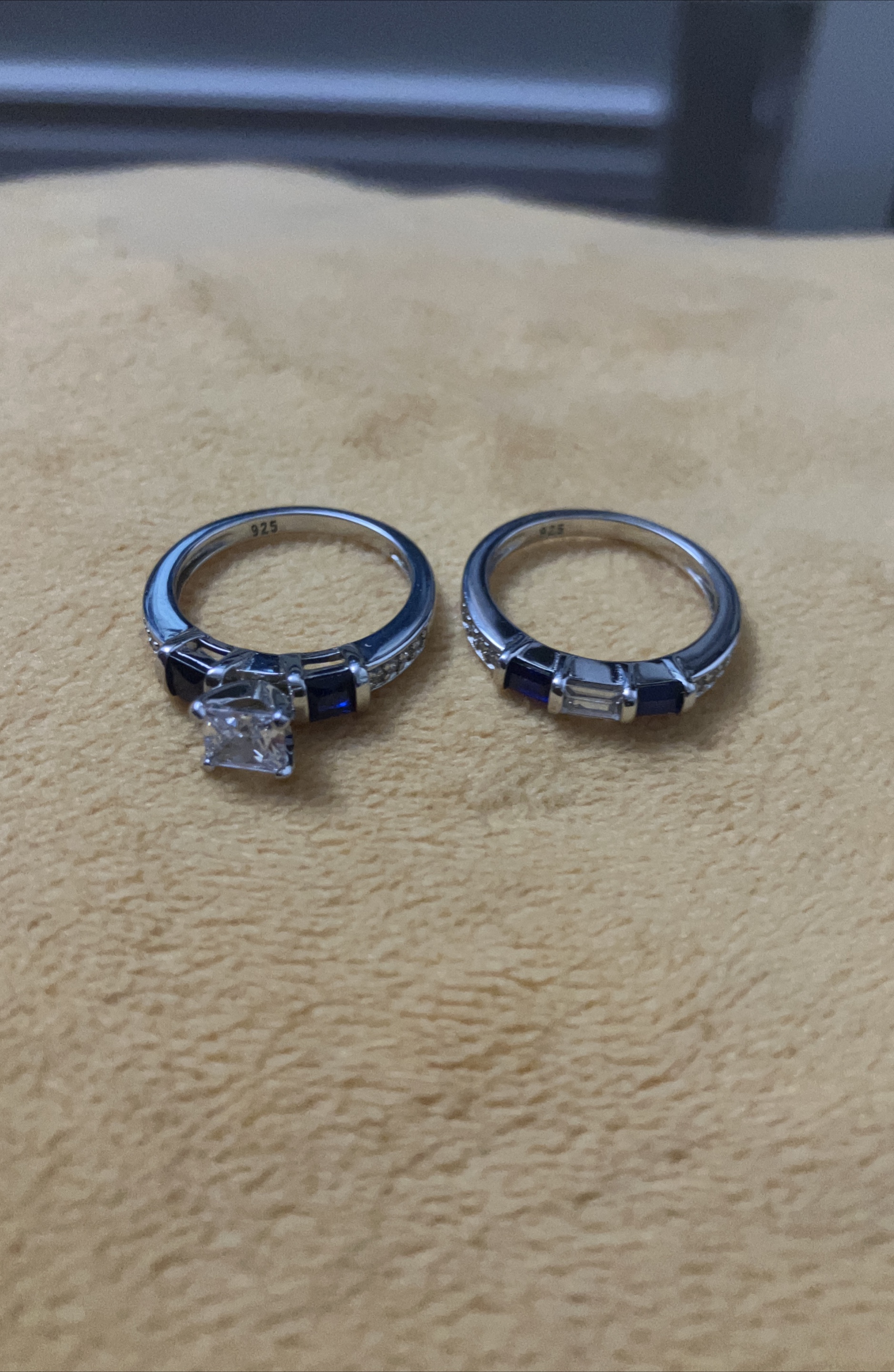 Silver 925 Ring Set with Blue Accents image indicator(1)