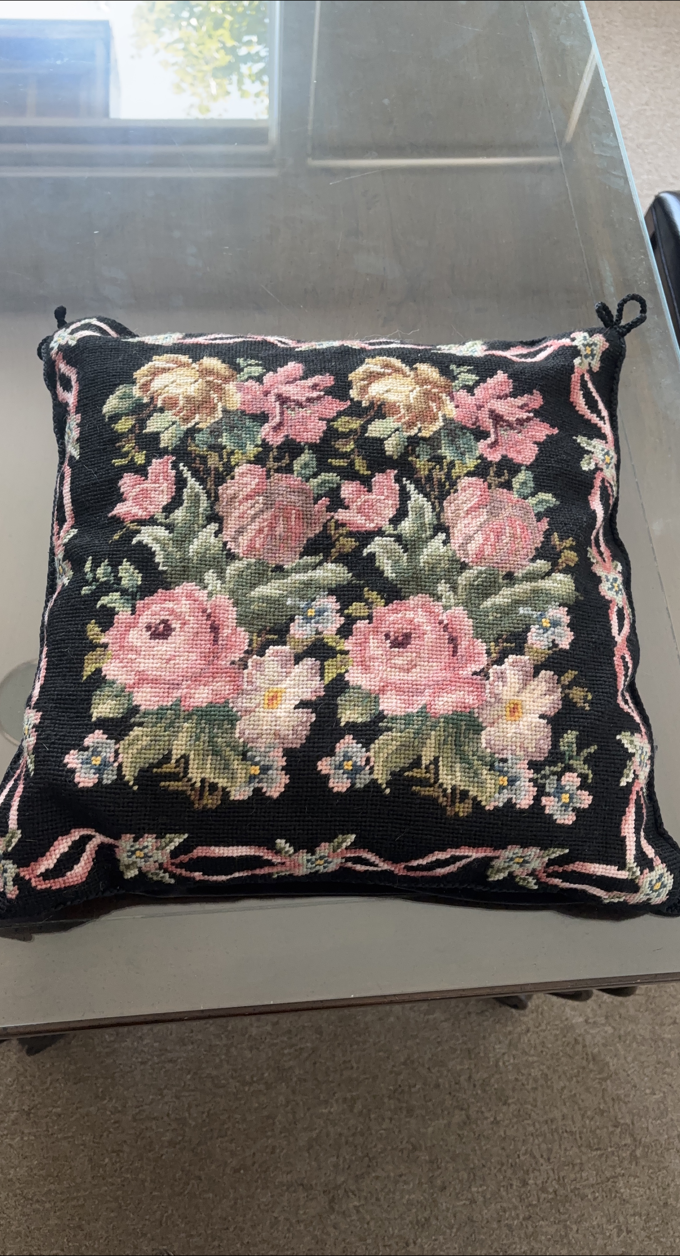 Floral Needlepoint Pillow thumbnail