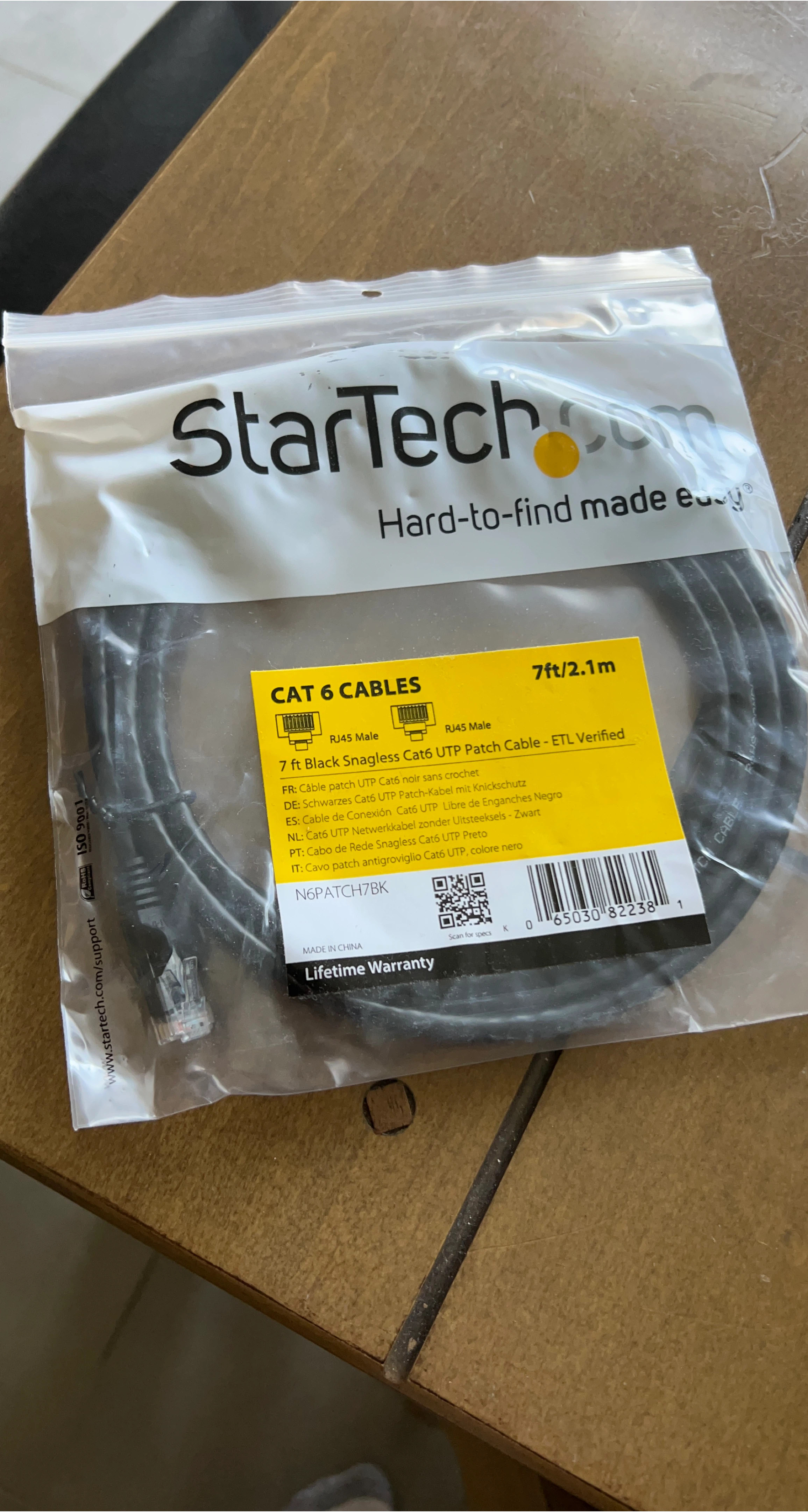 StarTech 7ft Black Cat6 UTP Cable - New thumbnail