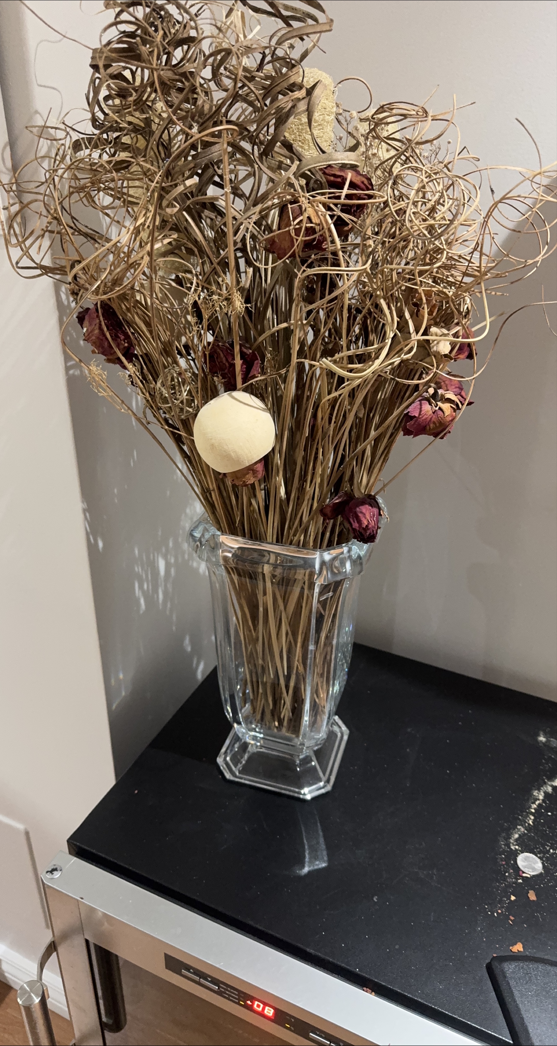 Dried Floral Arrangement in Glass Vase thumbnail