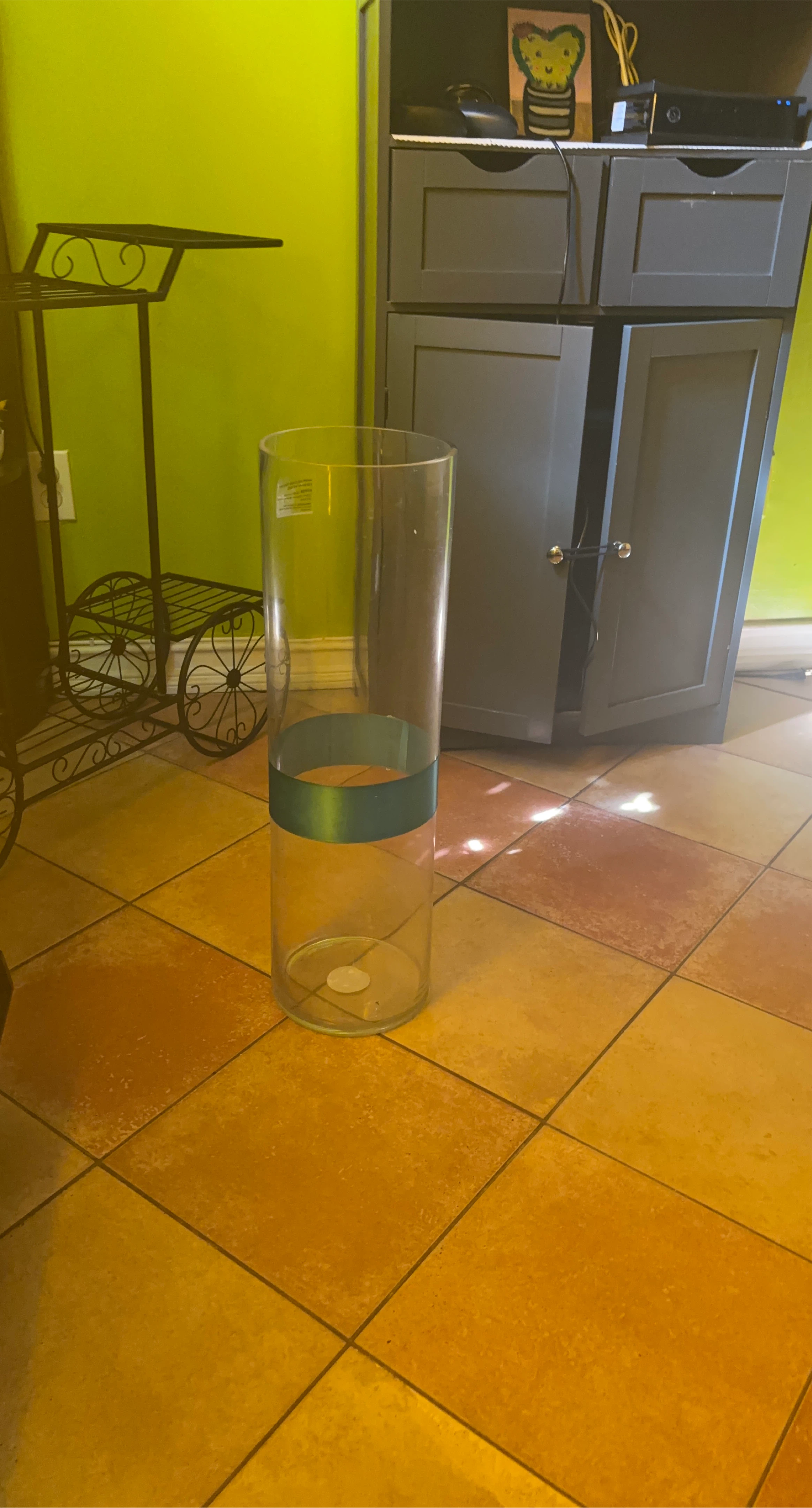 Glass Vase with Green Ribbon