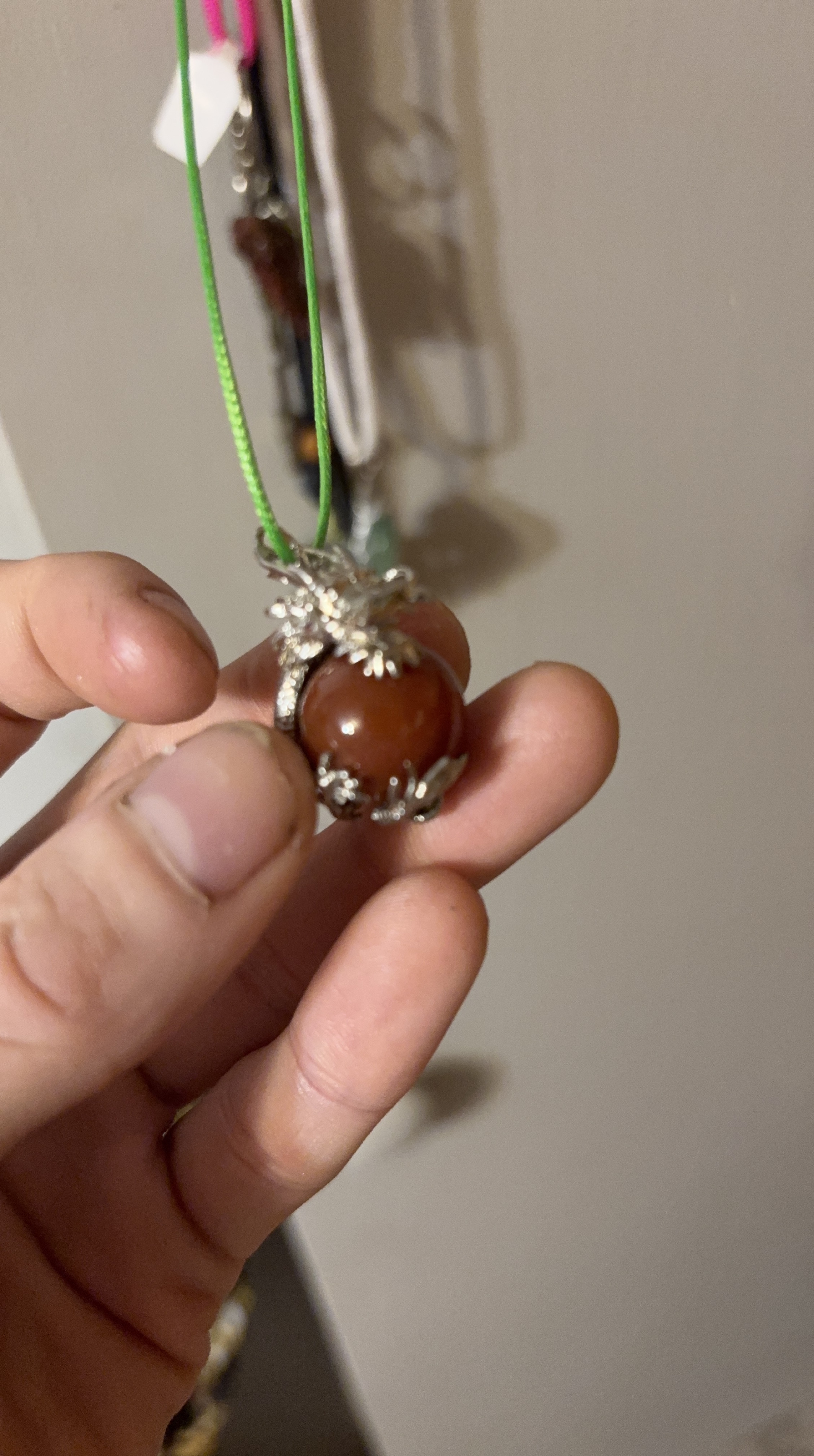 🥕Dark red jasper sphere Pendant Necklace thumbnail