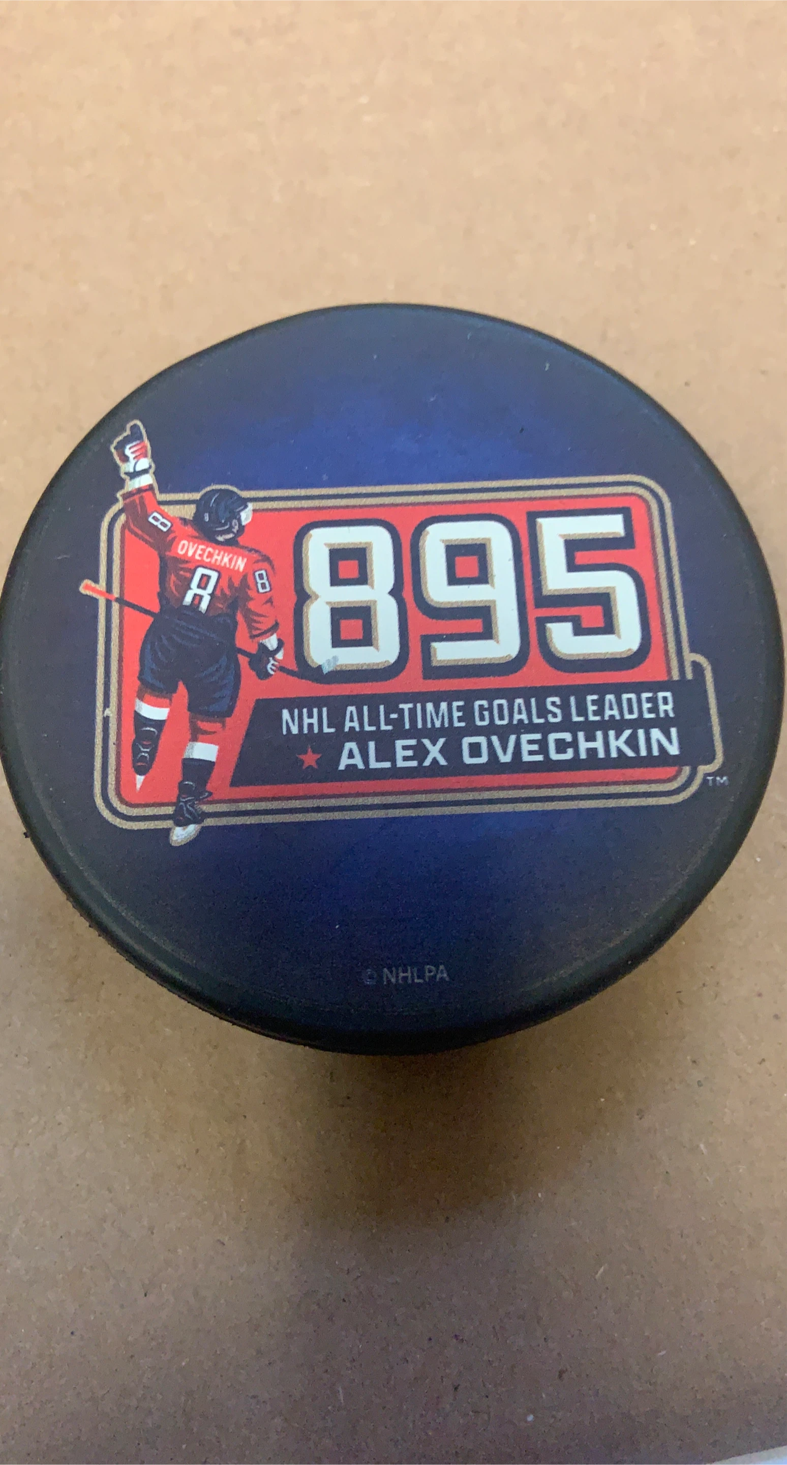 Alex Ovechkin 895 Goals NHL Hockey Puck