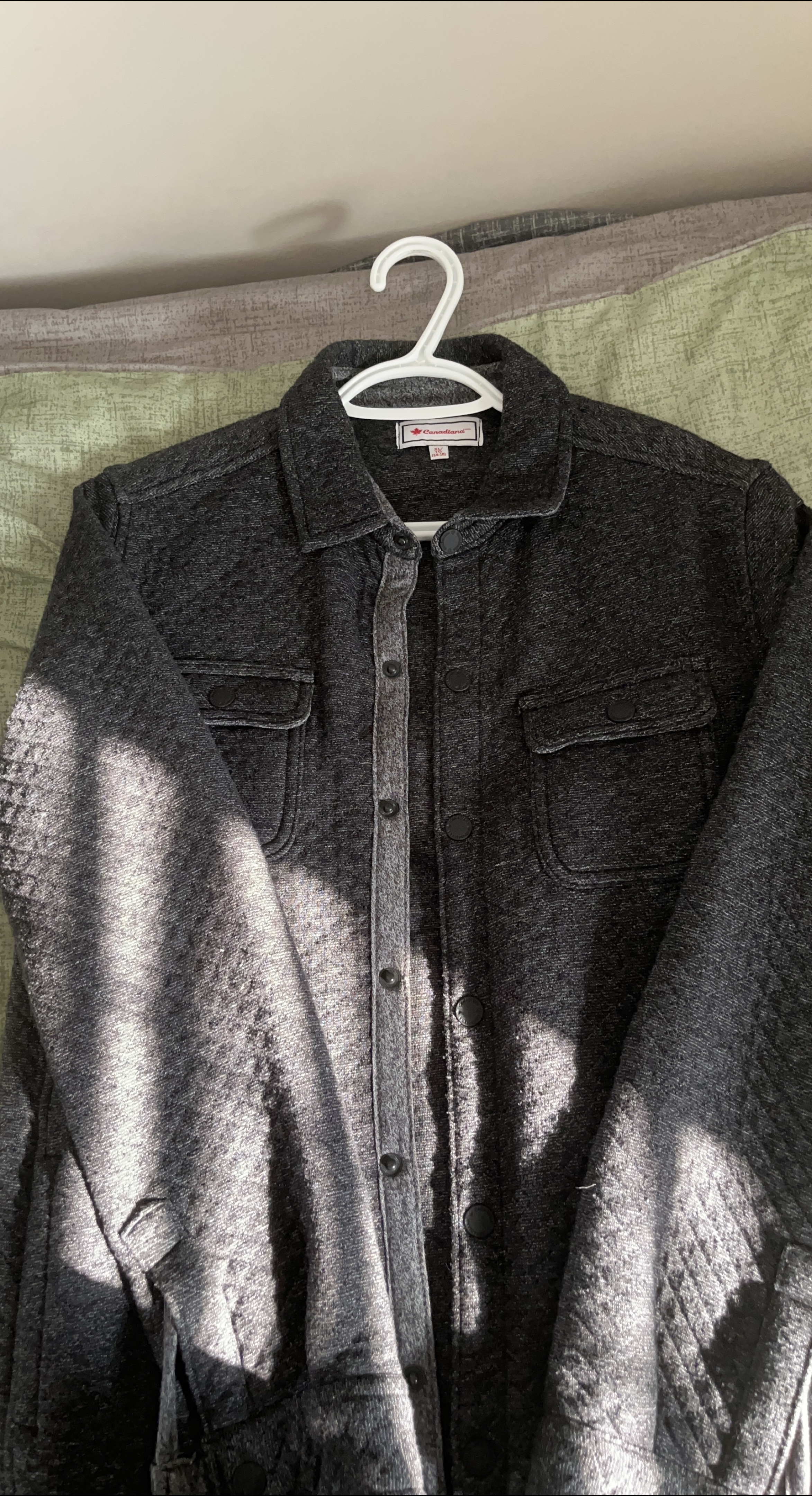 Canadiana Grey Quilted Shirt Jacket - XLY thumbnail
