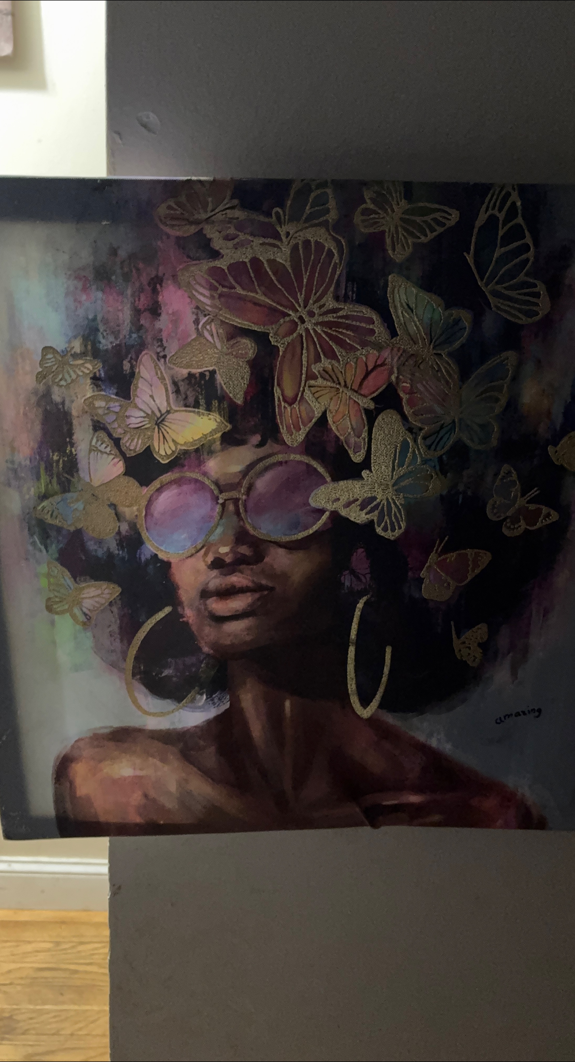 Painting of woman with butterflies thumbnail