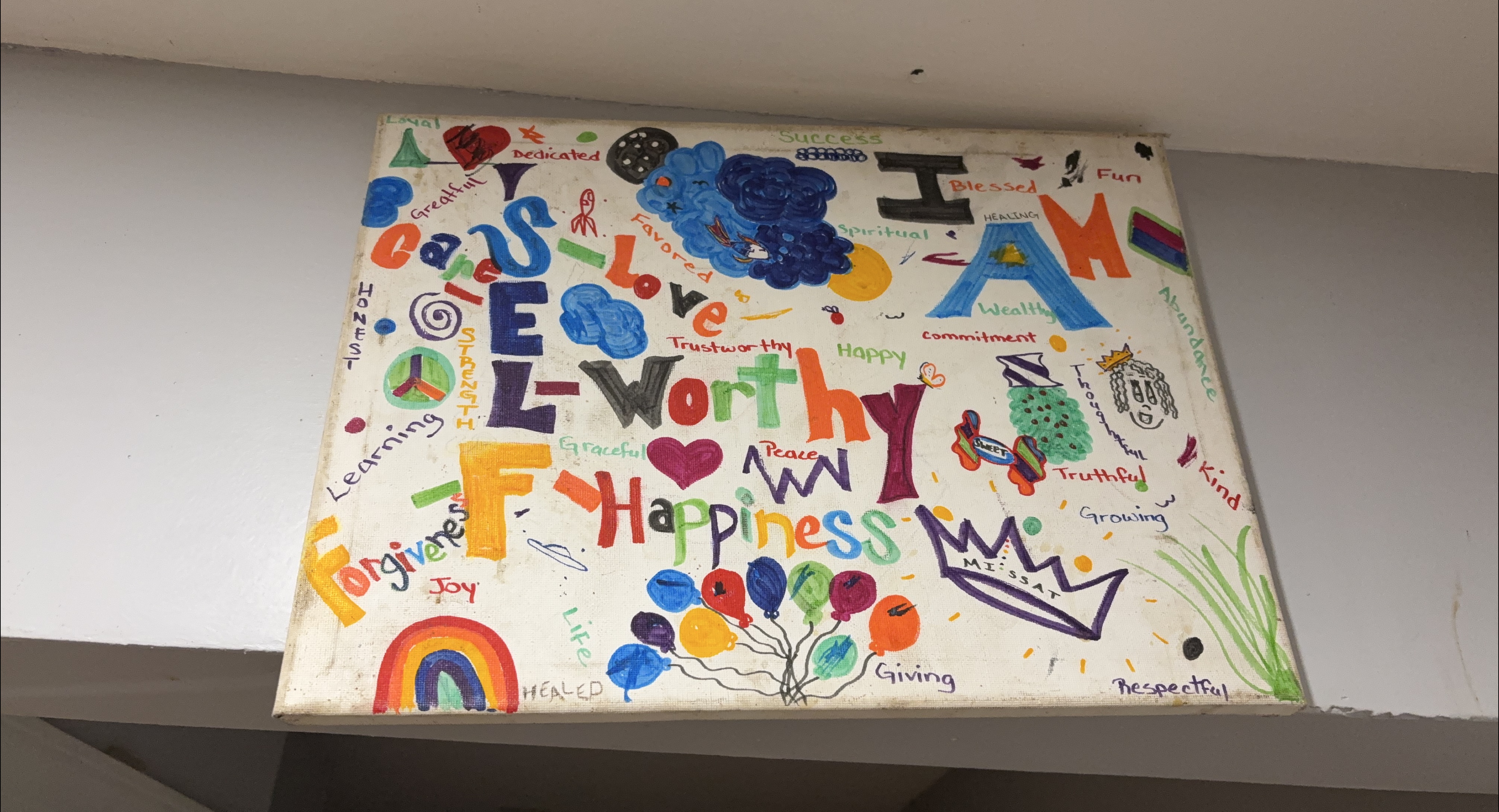 Handmade 'Self-Worthy Happiness' Canvas Art thumbnail