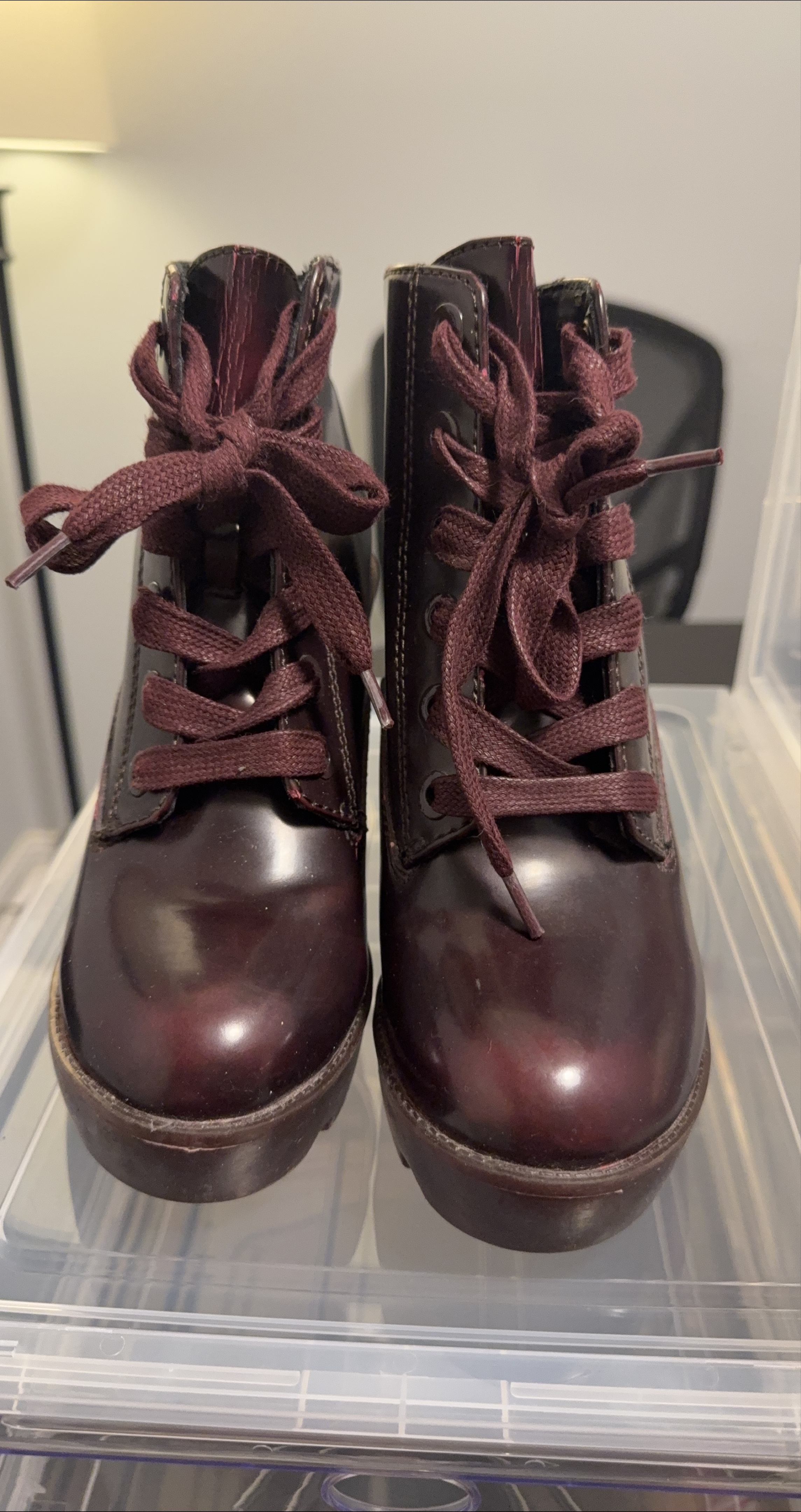 Aldo Burgundy Heeled Boots thumbnail