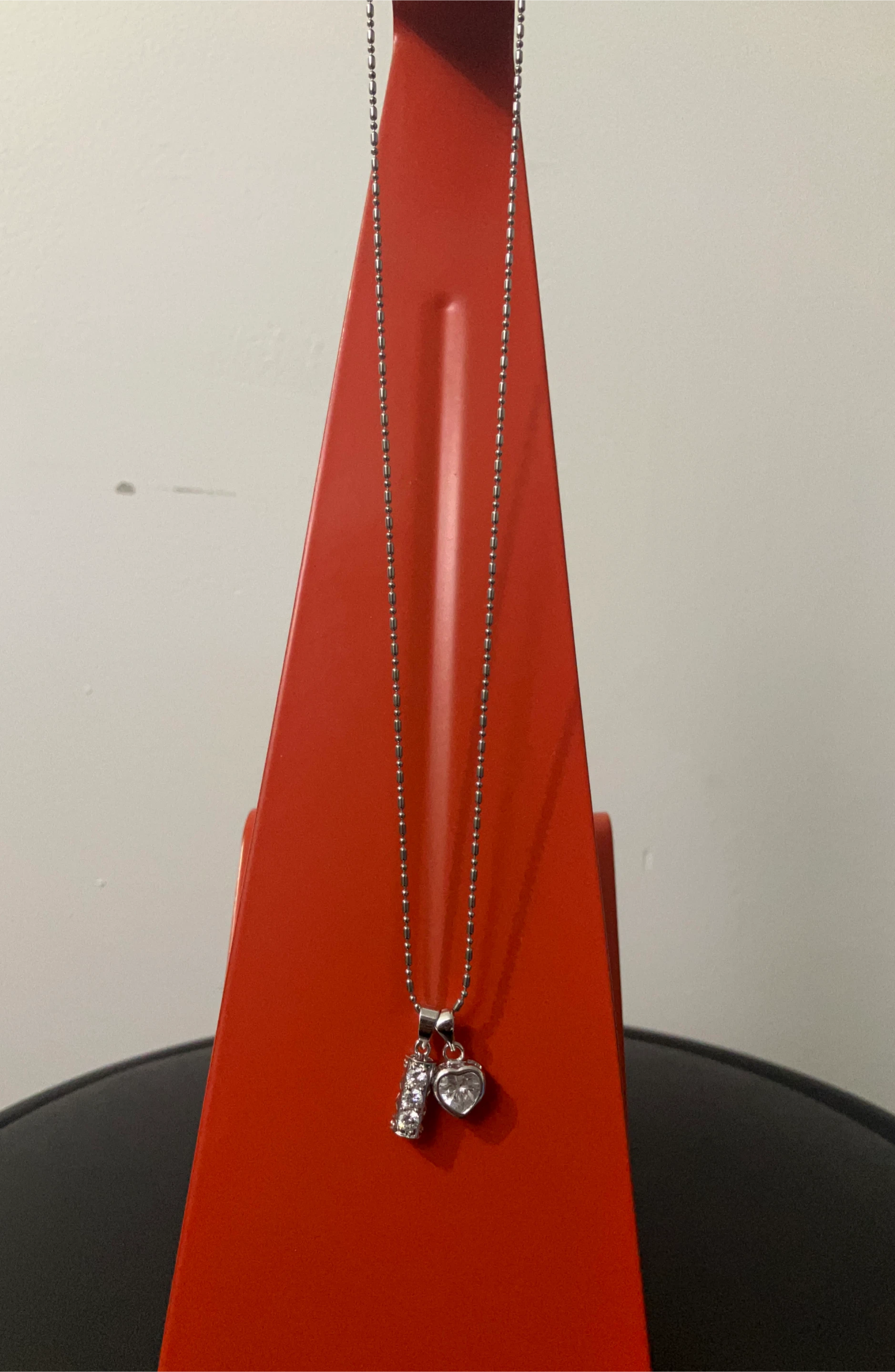 Silver Charm Necklace - Heart & Letter