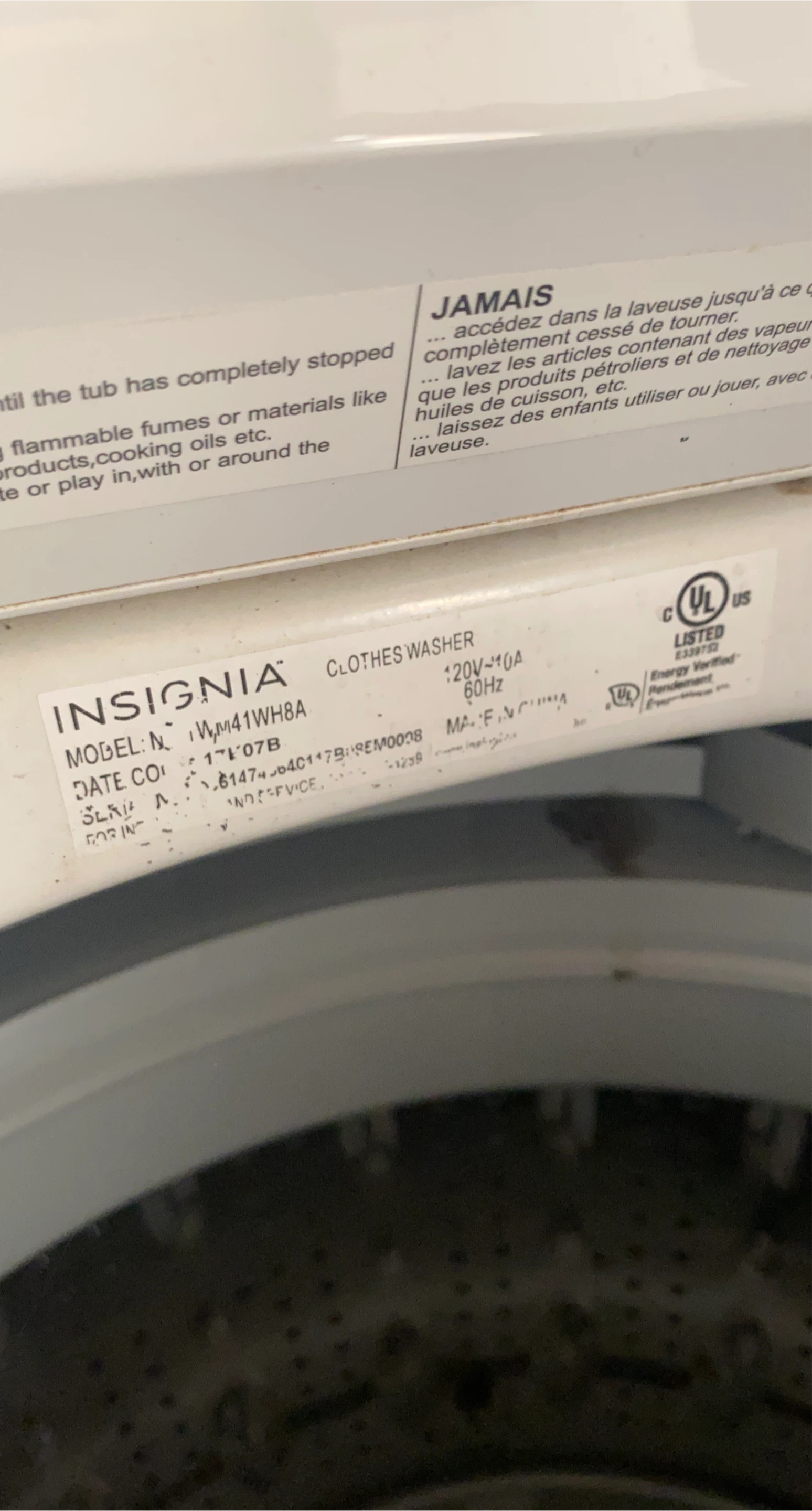 Insignia Clothes Washer Model WM41WH8A thumbnail