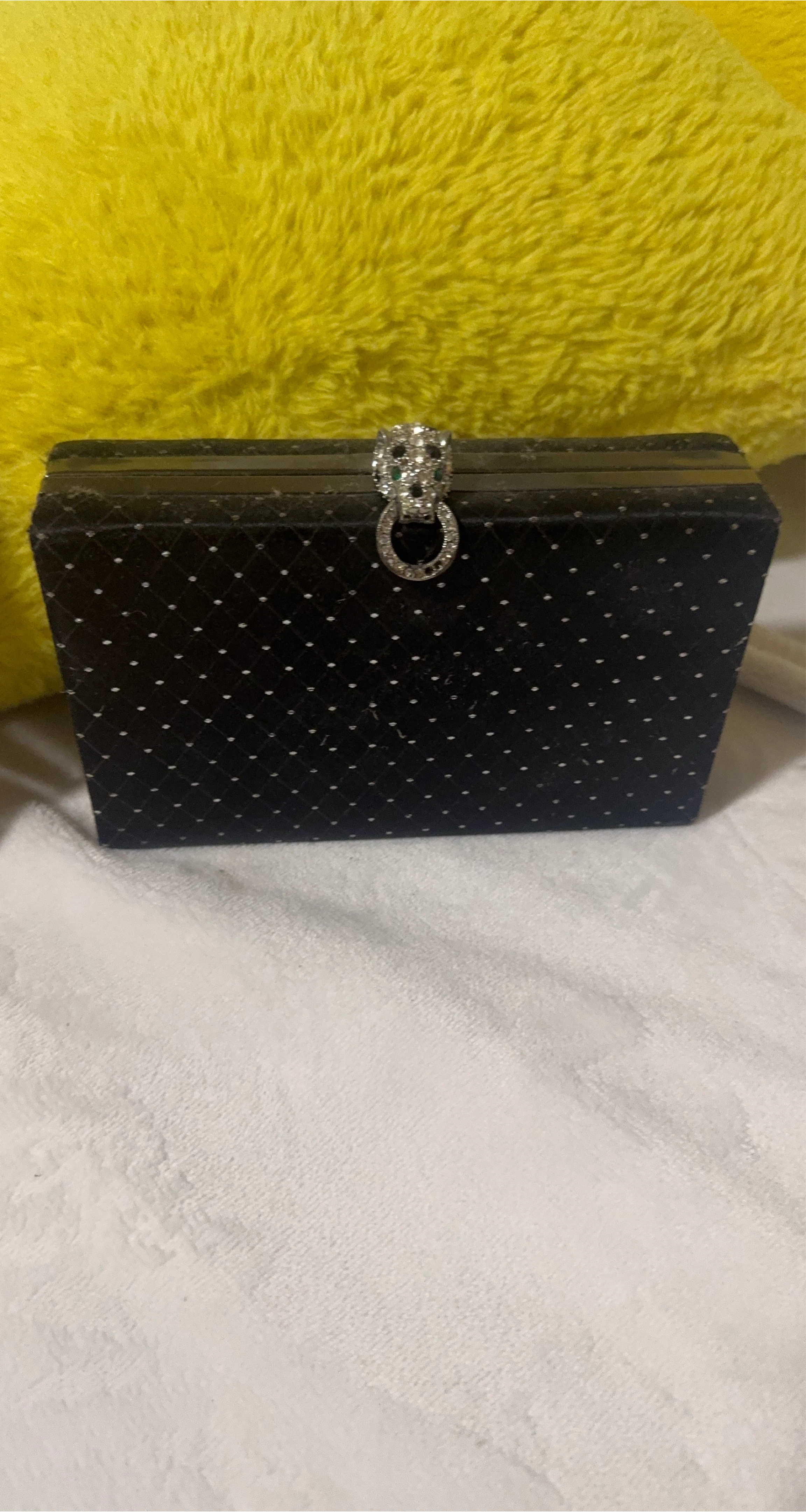 Black Clutch with Rhinestone Clasp thumbnail