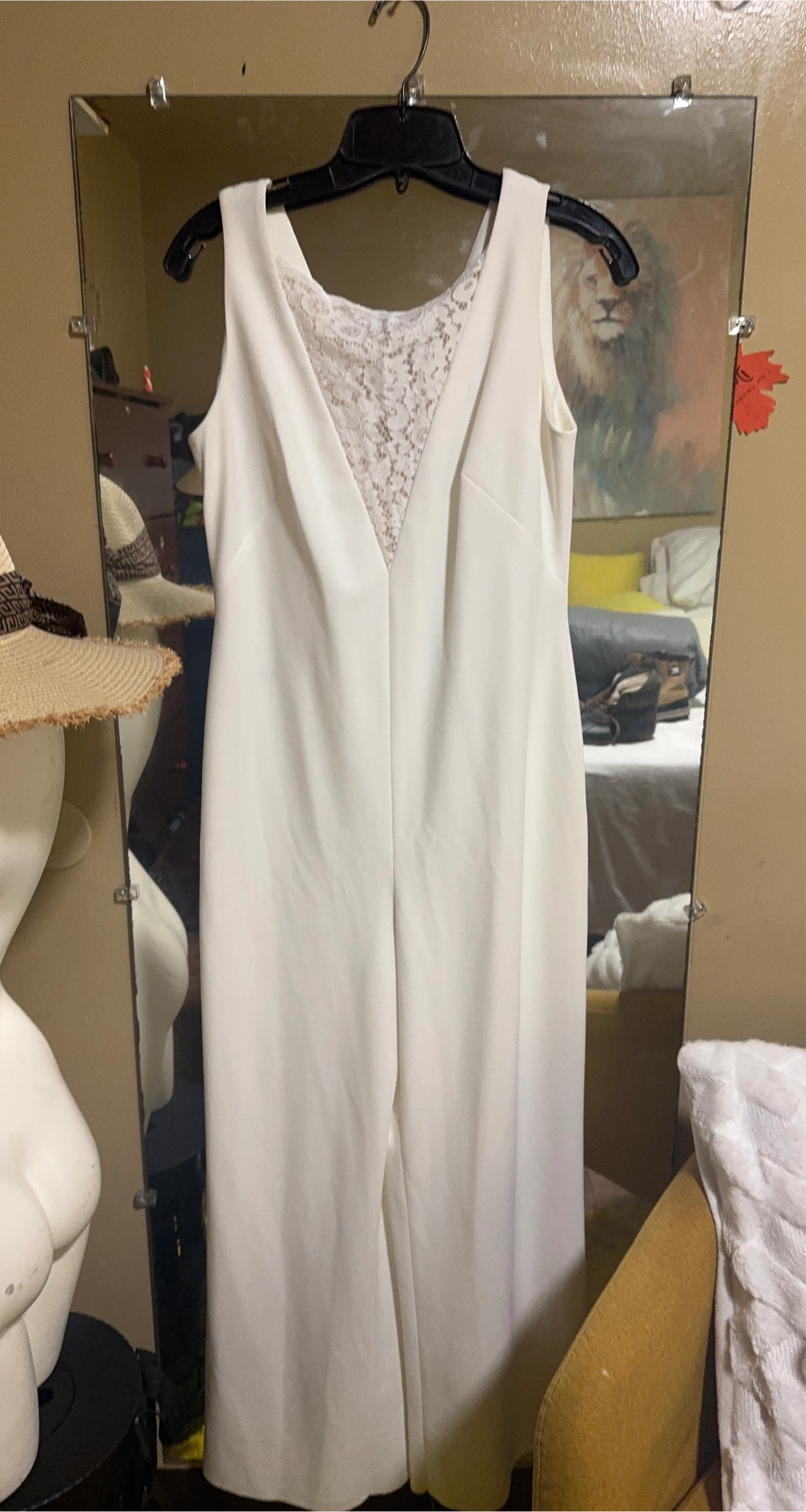 White Jumpsuit with Lace Detail thumbnail