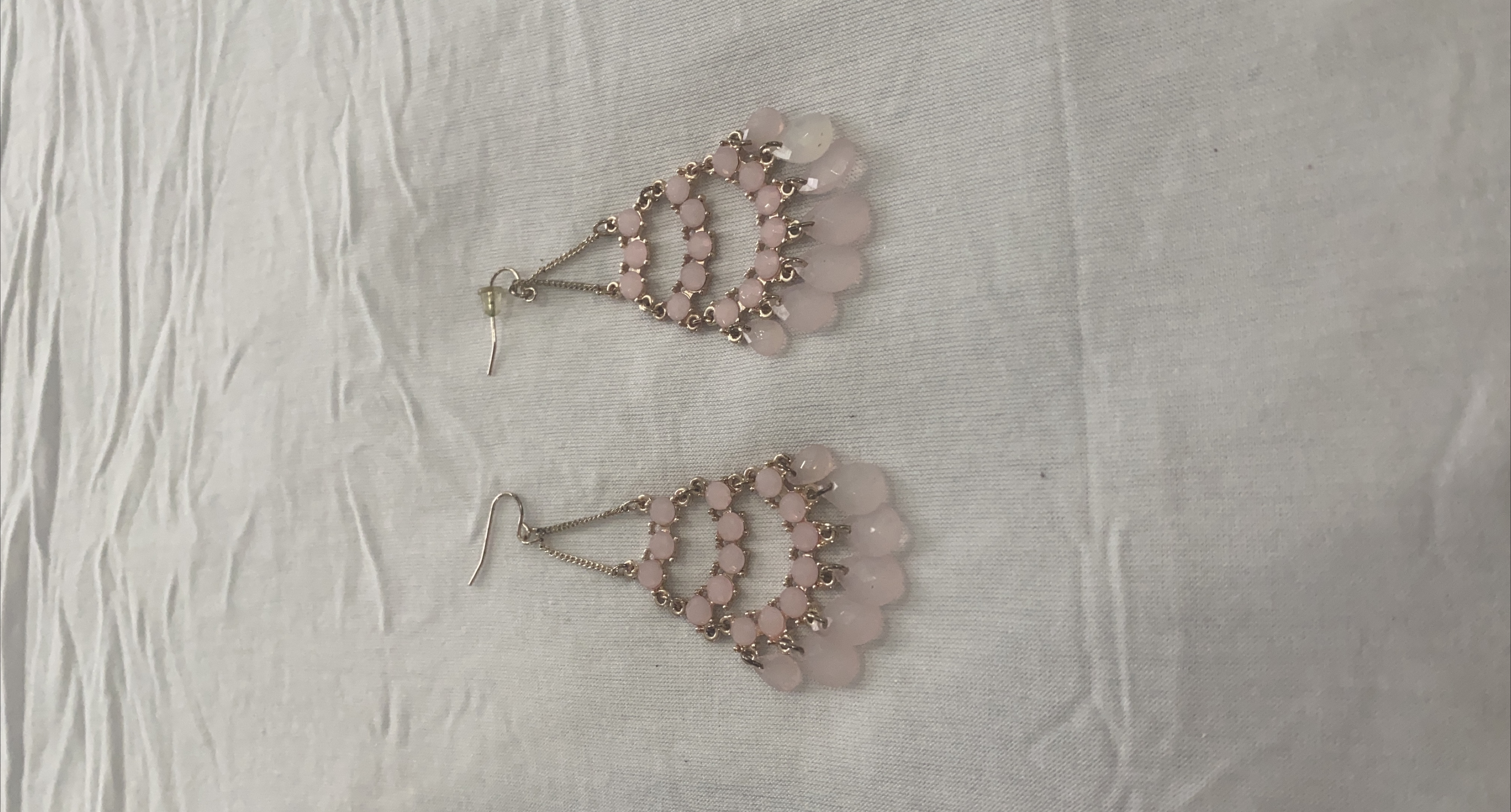 Pink beaded dangle earrings thumbnail