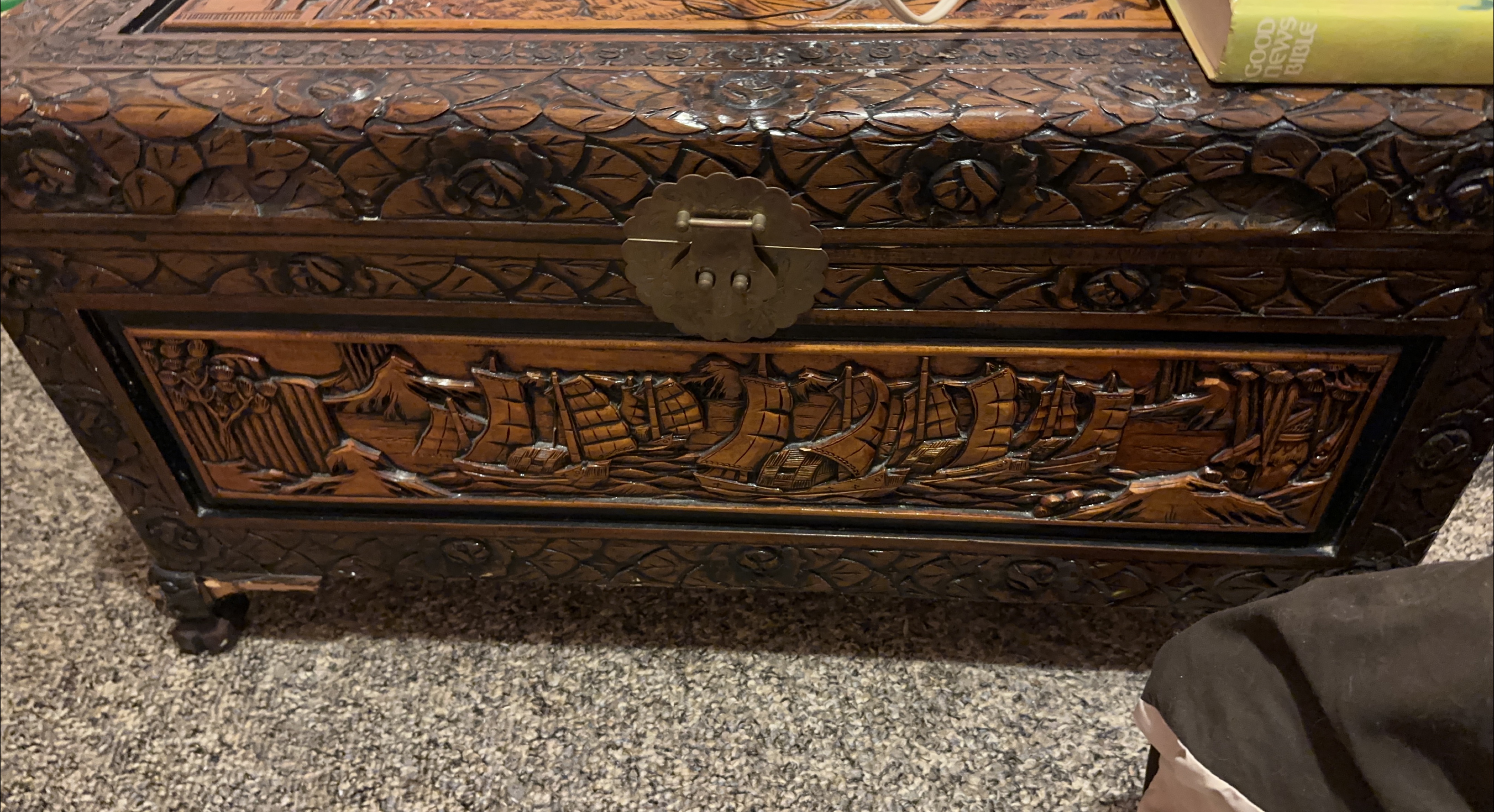 Vintage Carved Wood Chest