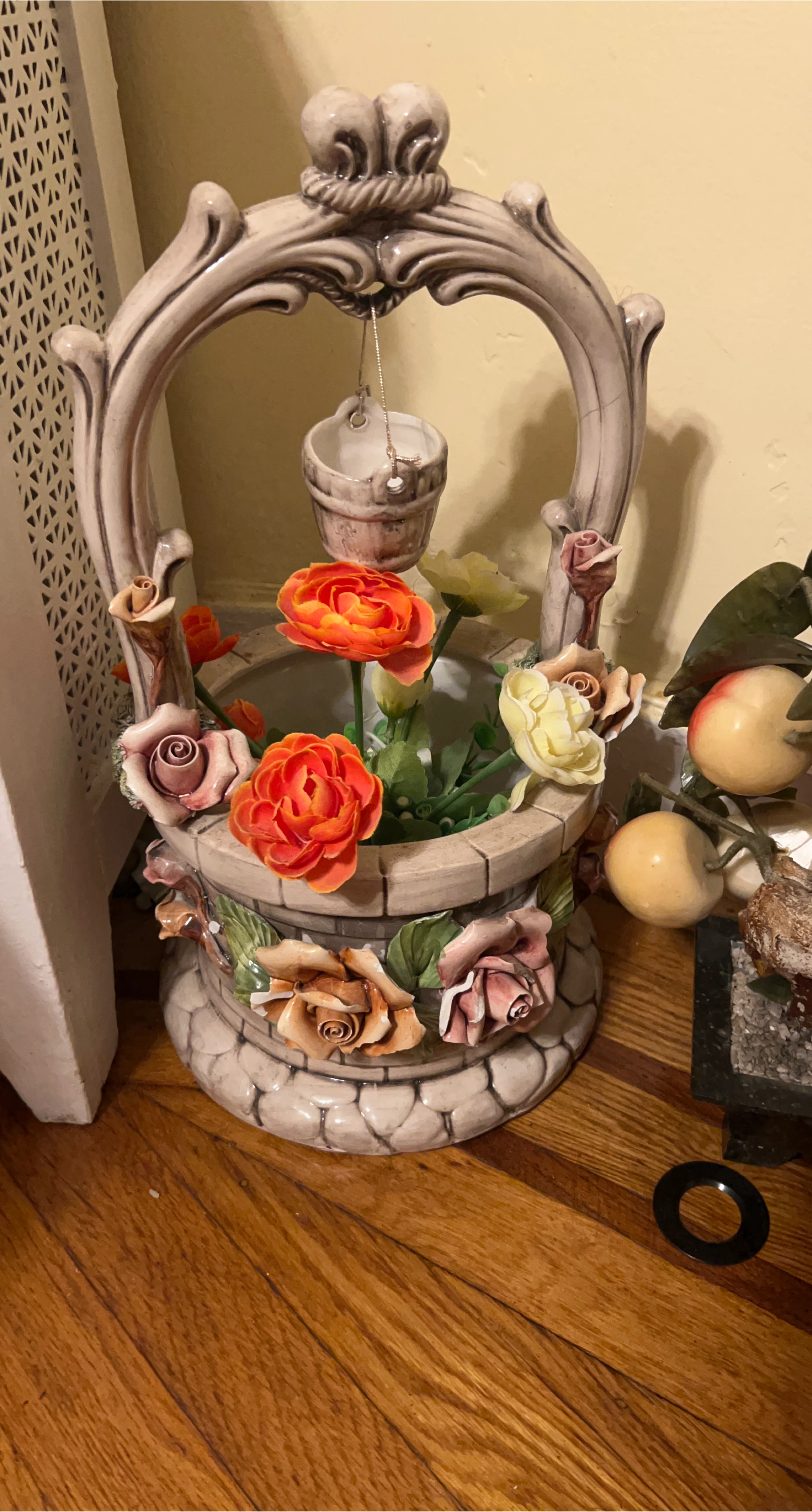 Vintage Ceramic Wishing Well with Flowers thumbnail