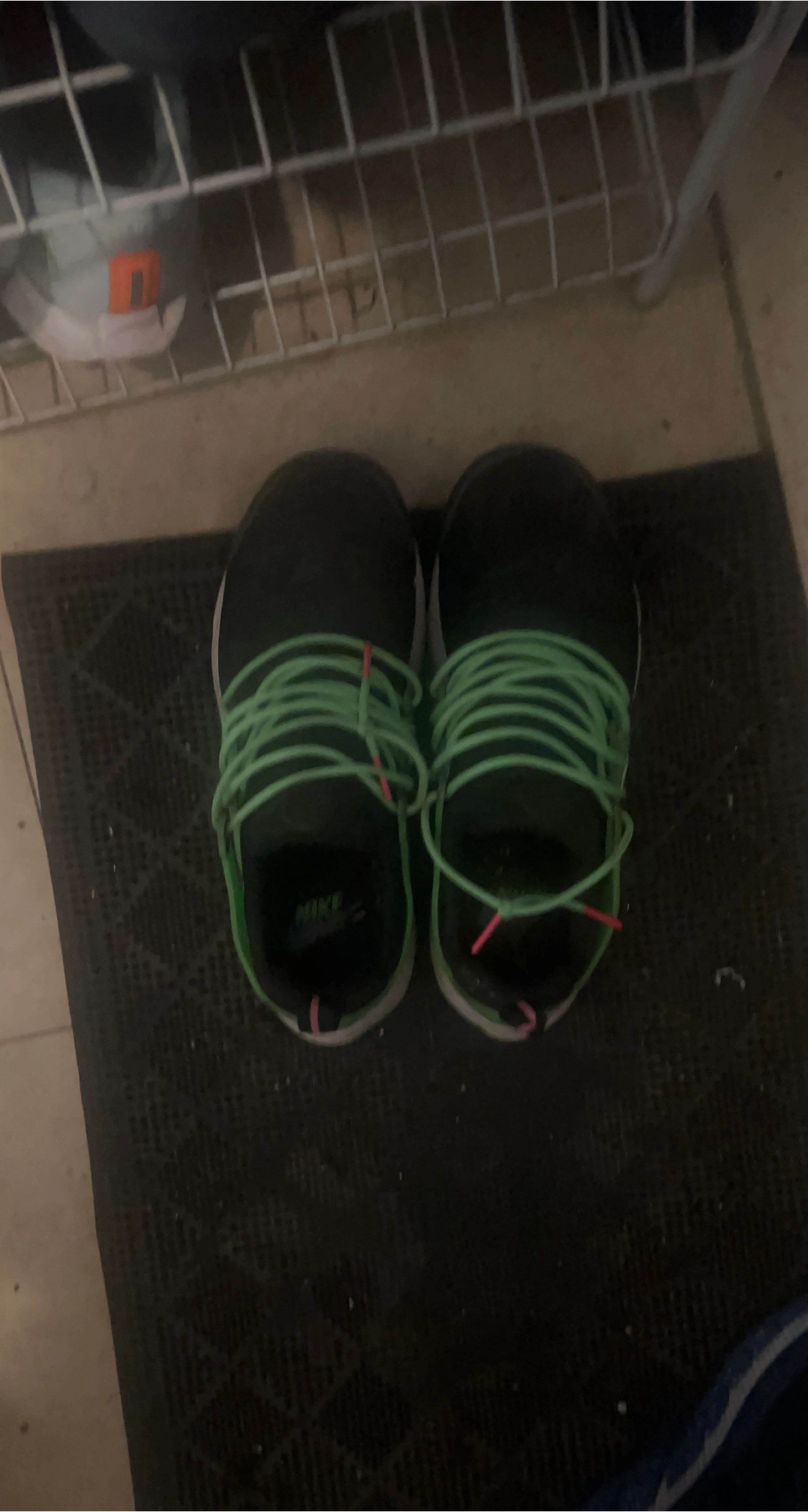 Nike Running Shoes - Black with Green Laces thumbnail