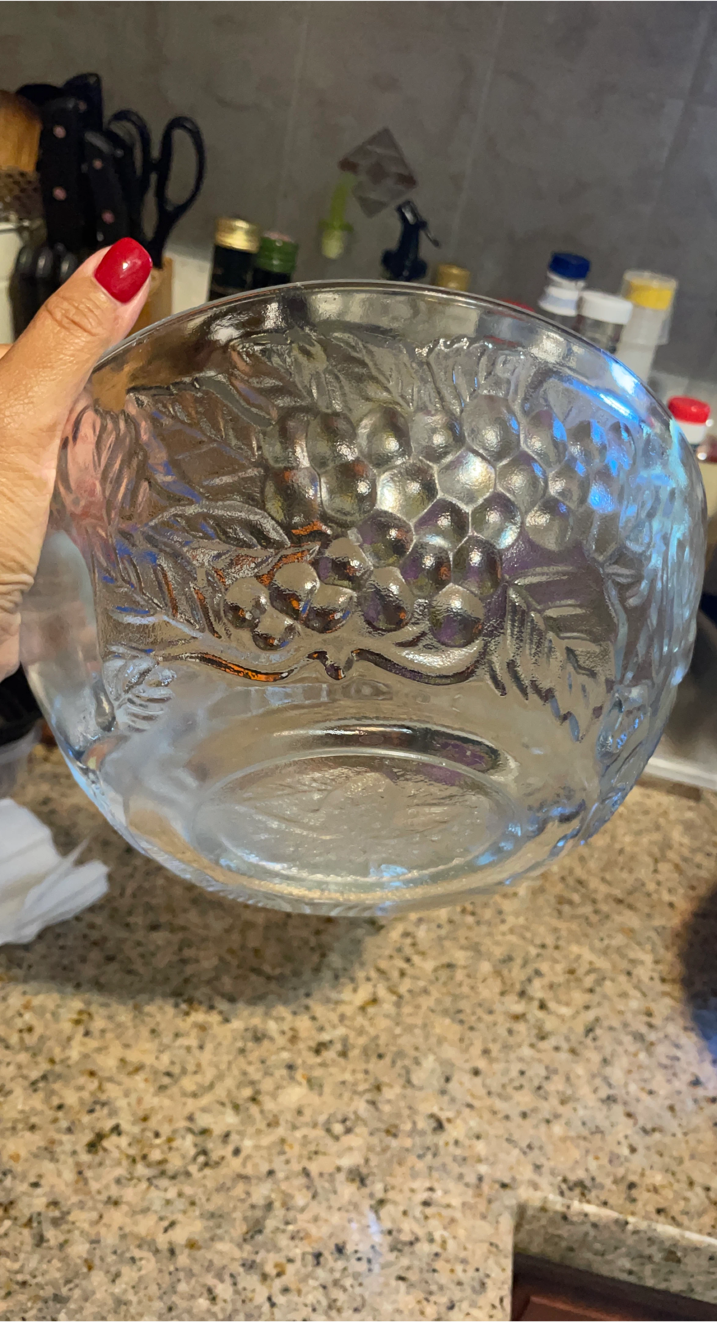 Embossed Glass Fruit Bowl thumbnail