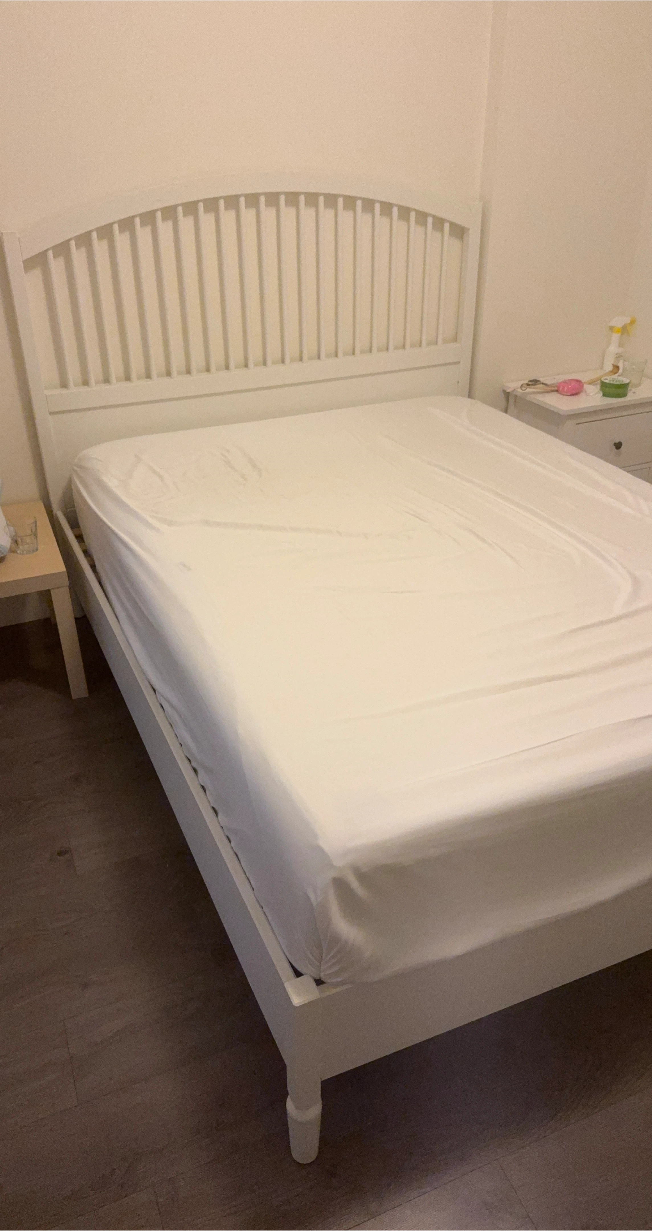 White Bed Frame and mattress thumbnail