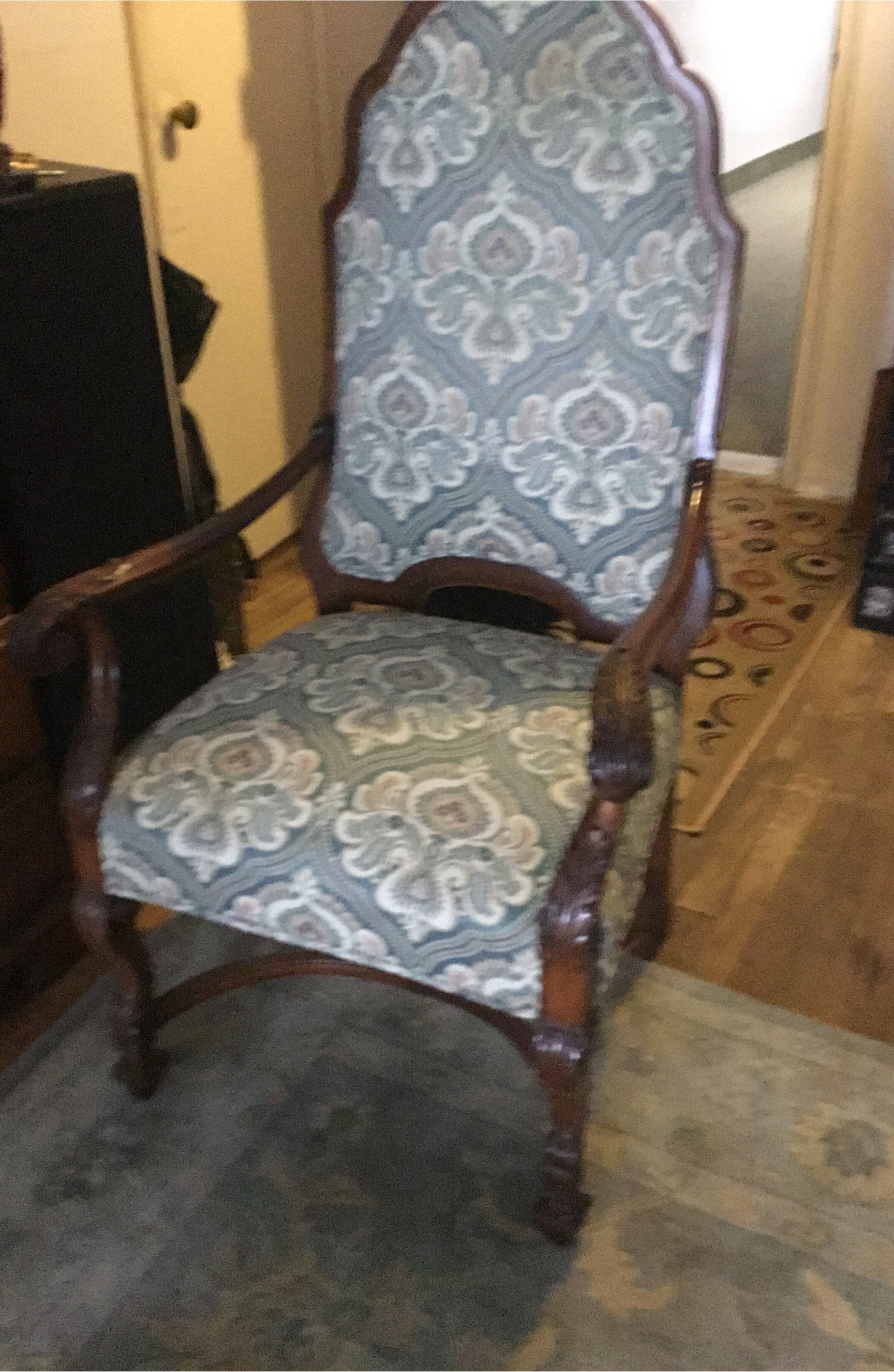 Vintage Armchair with Patterned Fabric