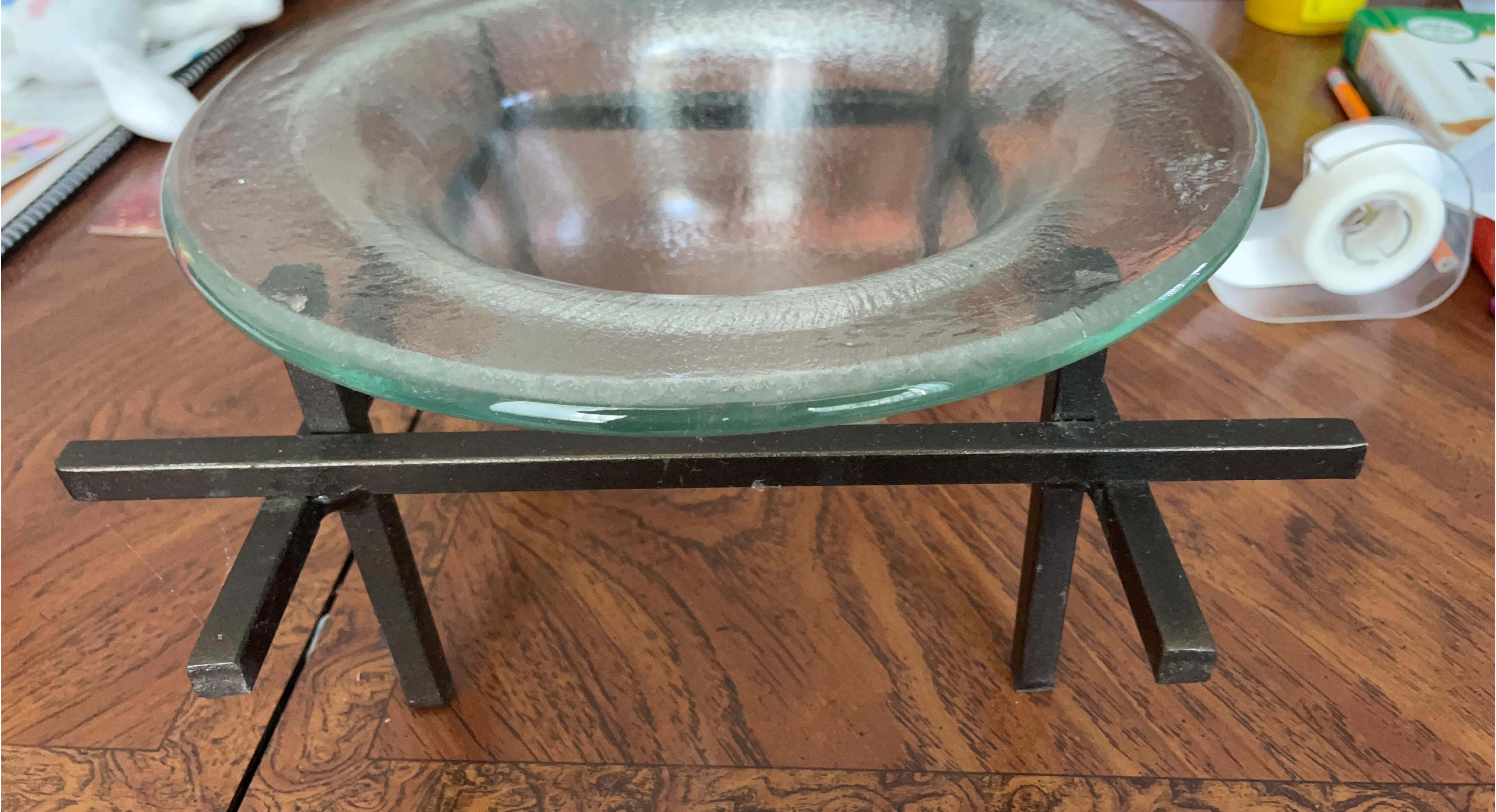 Glass Bowl with Metal Stand thumbnail