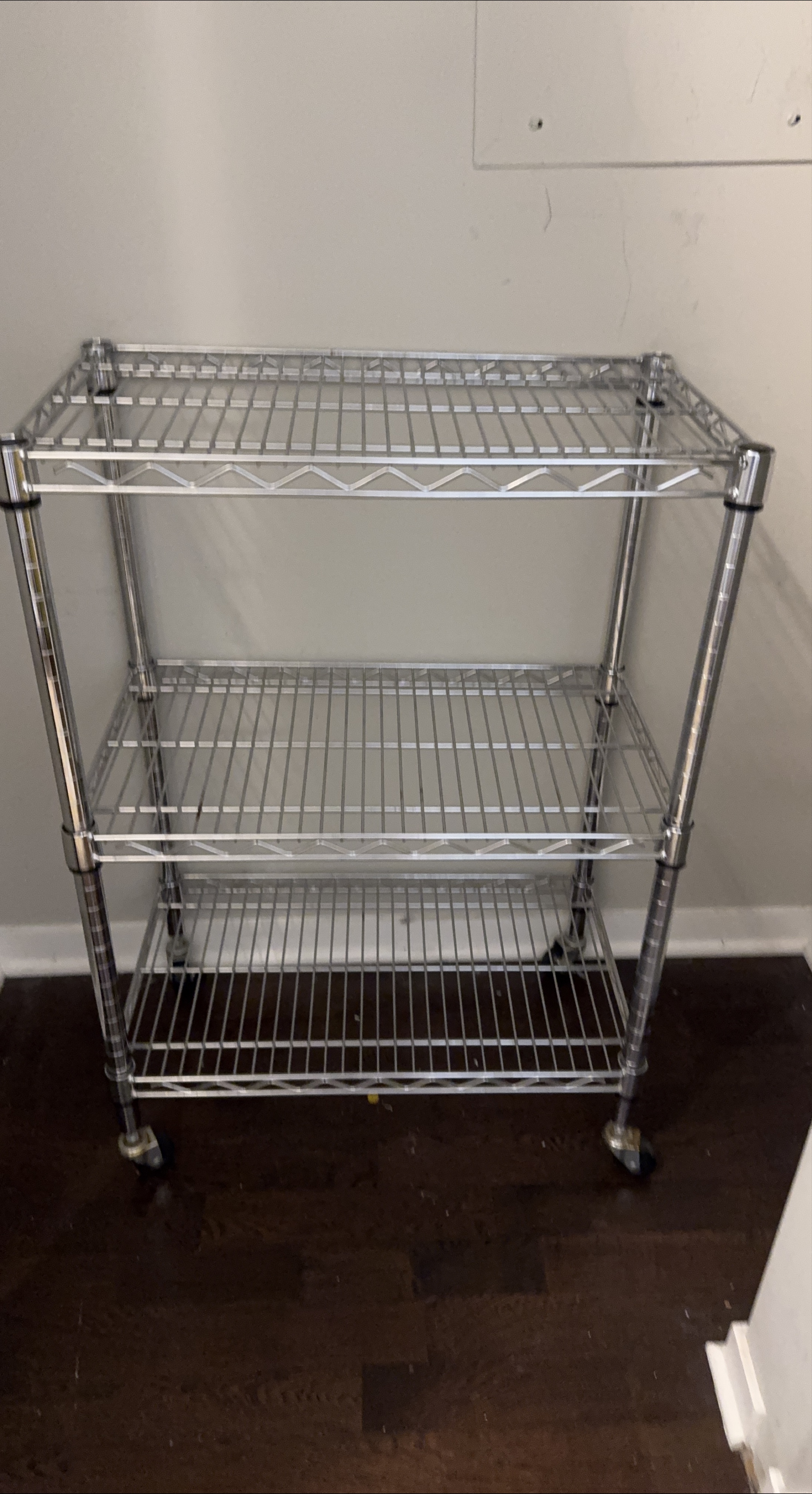 Chrome Metal Rolling Shelving Unit