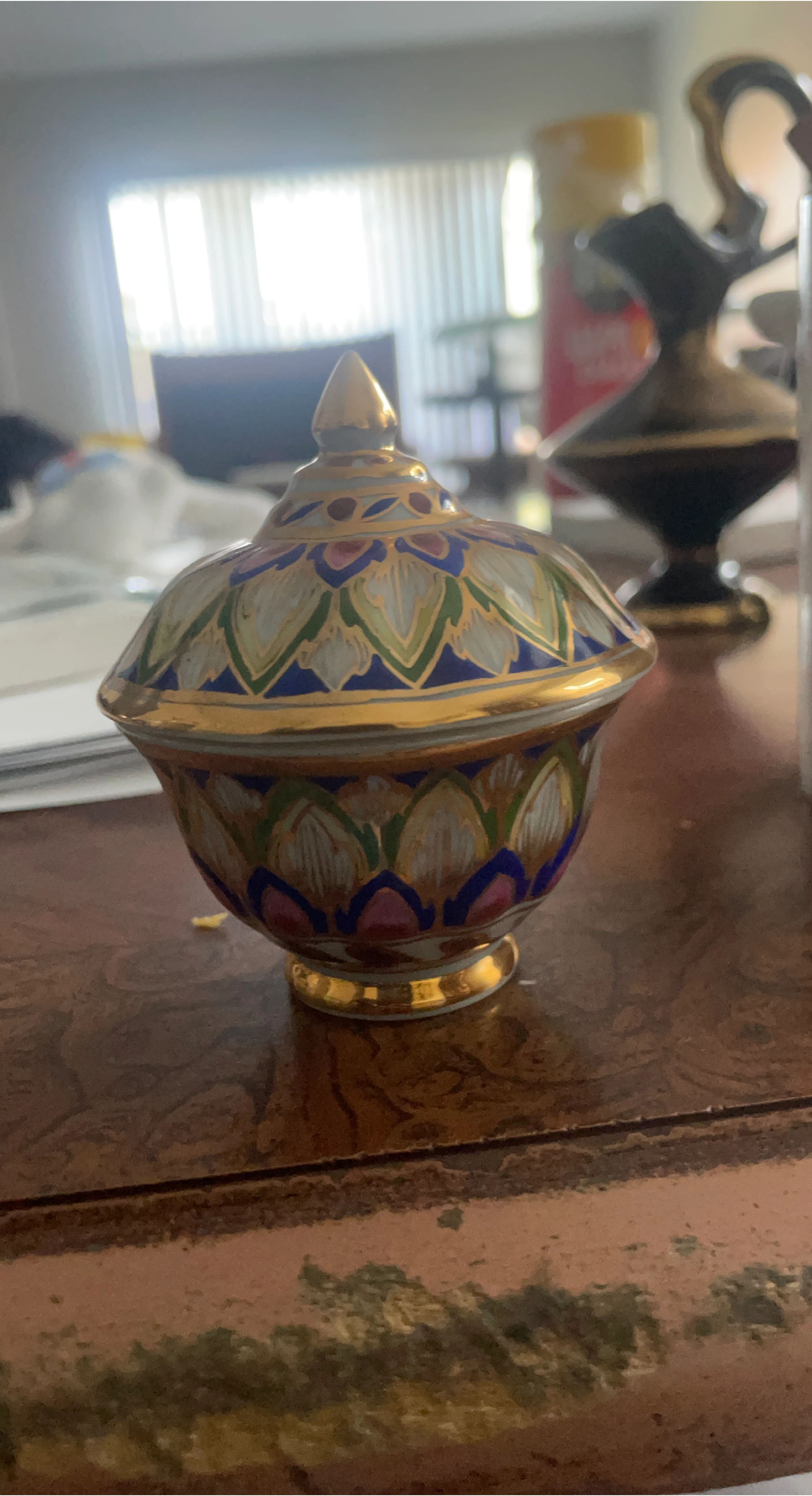 Vintage Benjarong Covered Bowl thumbnail