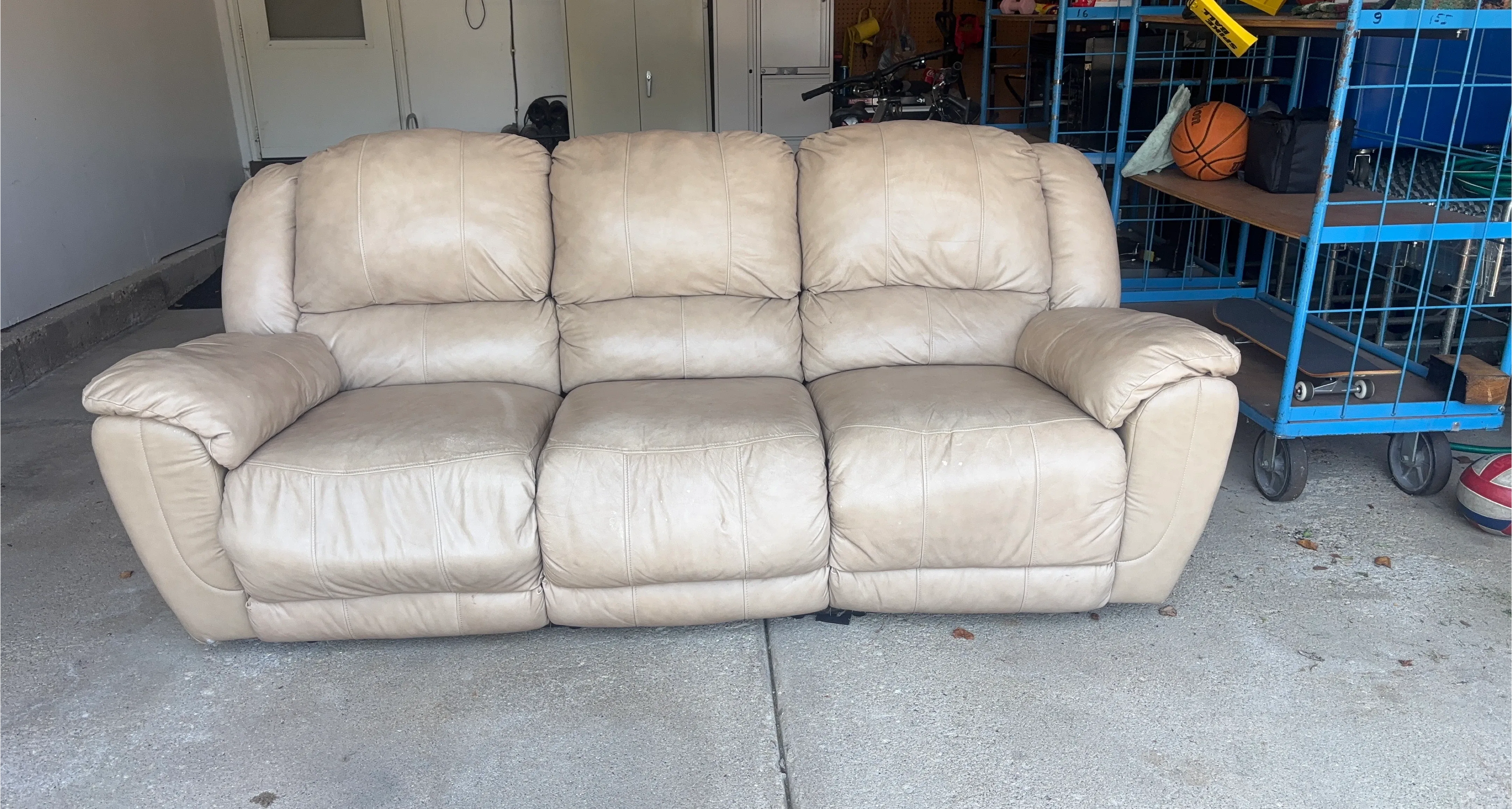 Beige Reclining Sofa